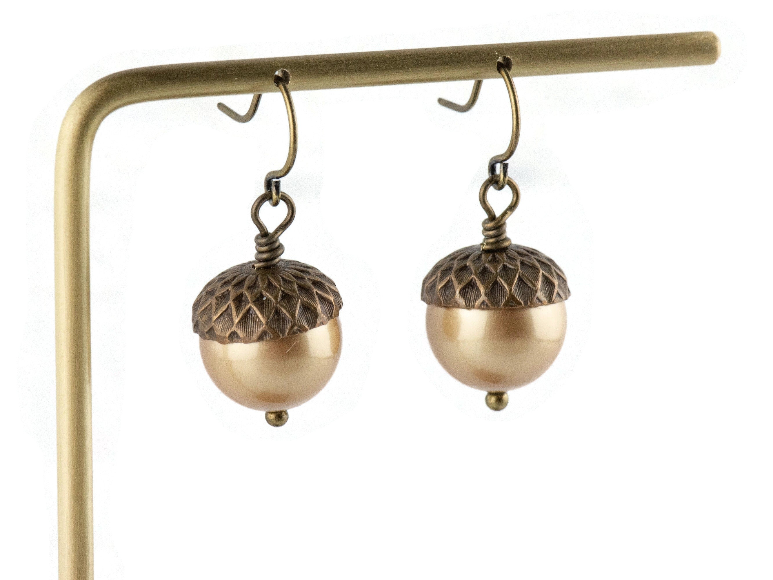 Acorn Fall Brass Earrings • Handmade Earthy Nature Jewelry • Autumn Vibes