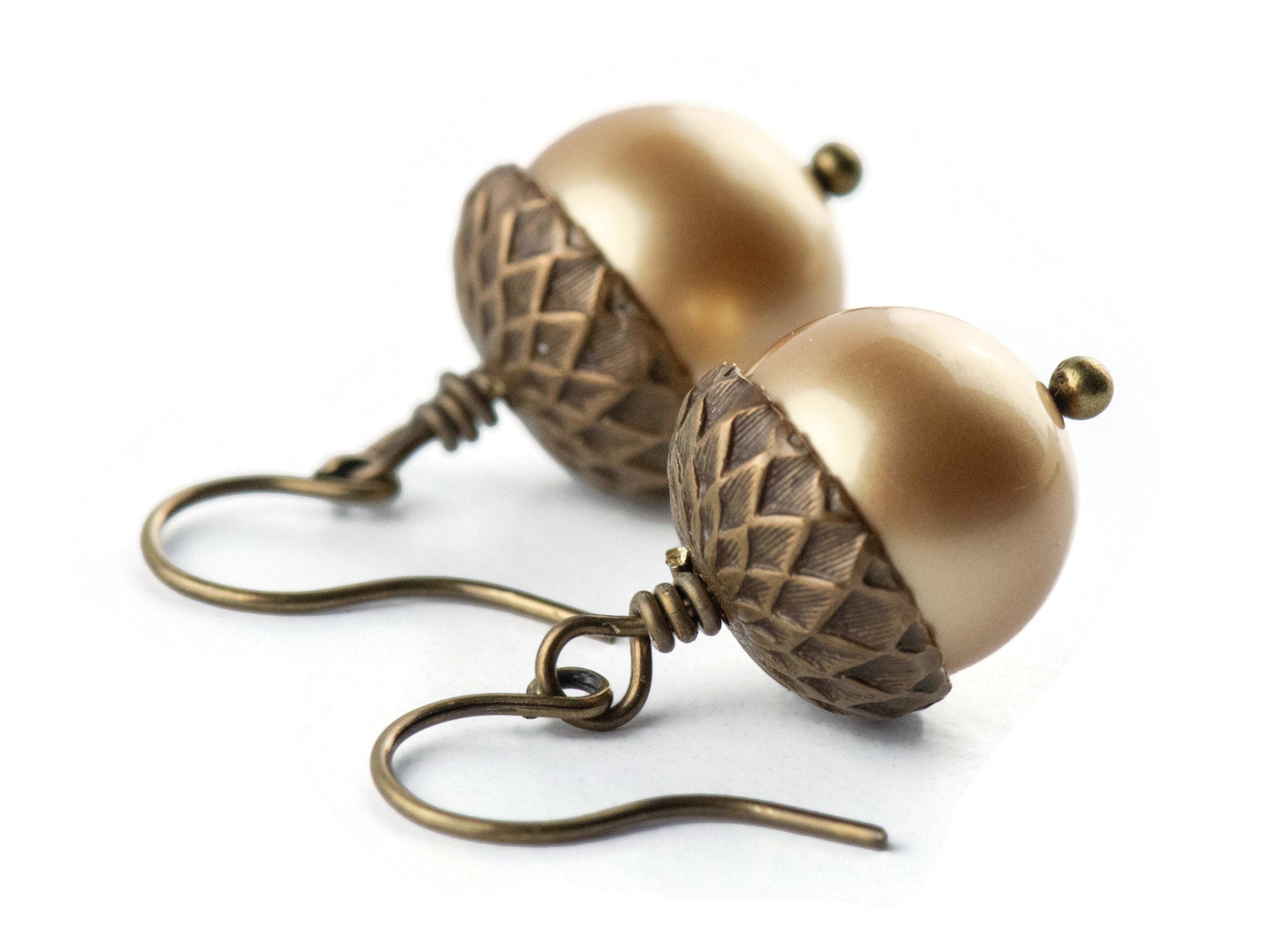 Acorn Fall Brass Earrings • Handmade Earthy Nature Jewelry • Autumn Vibes