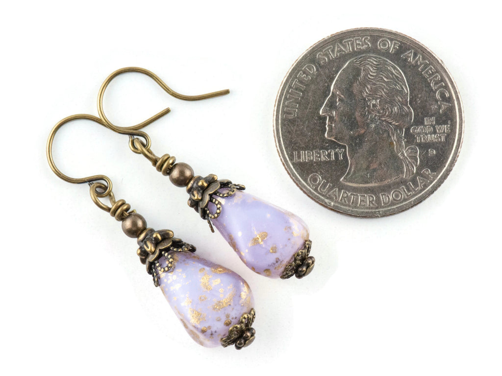 Purple Rain Earthy Brass Earrings • Nature-Inspired Jewelry • Handmade Dangly Earrings for Women • Fall Gifts