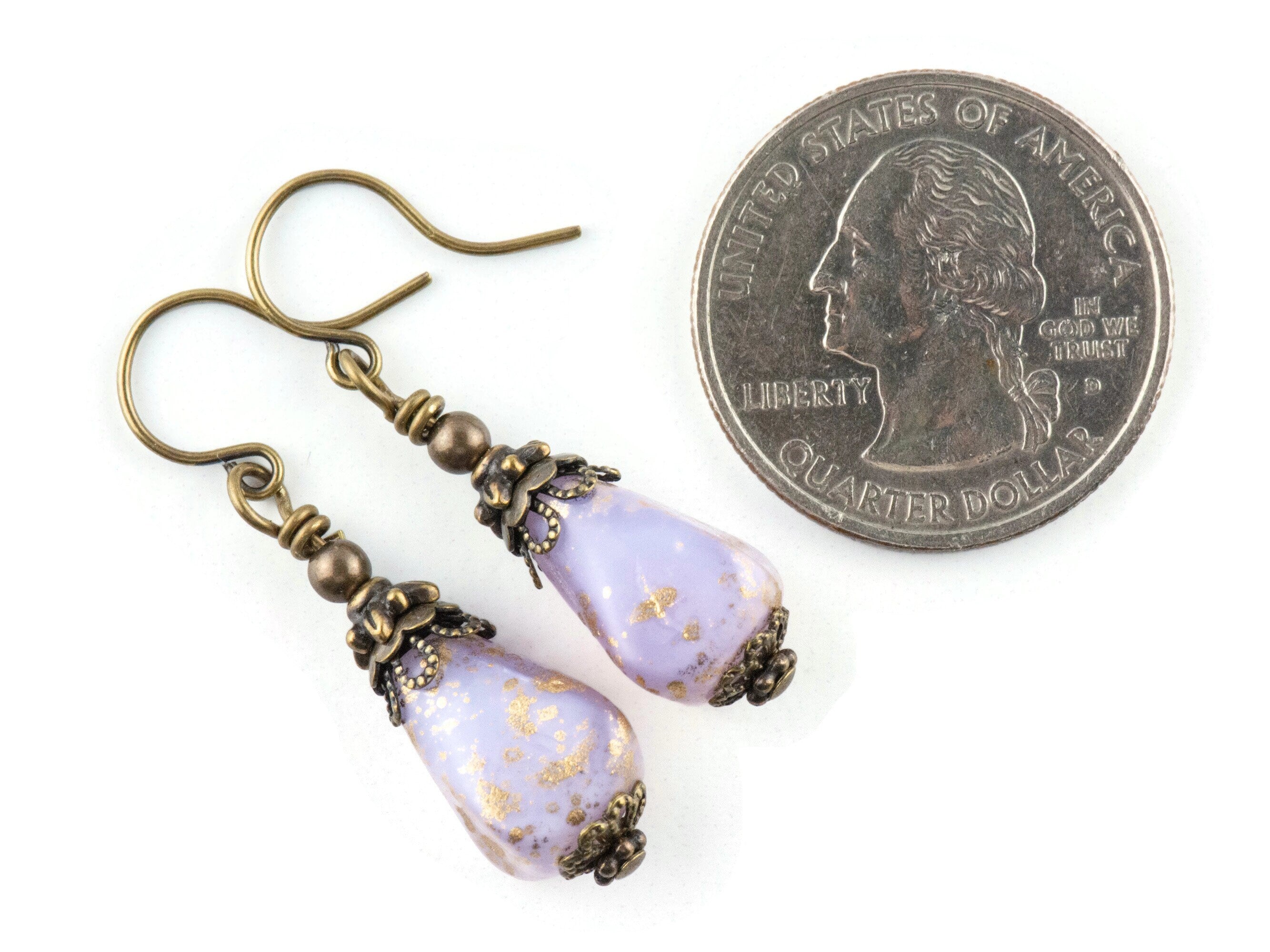 Purple Rain Earthy Brass Earrings • Nature-Inspired Jewelry • Handmade Dangly Earrings for Women • Fall Gifts