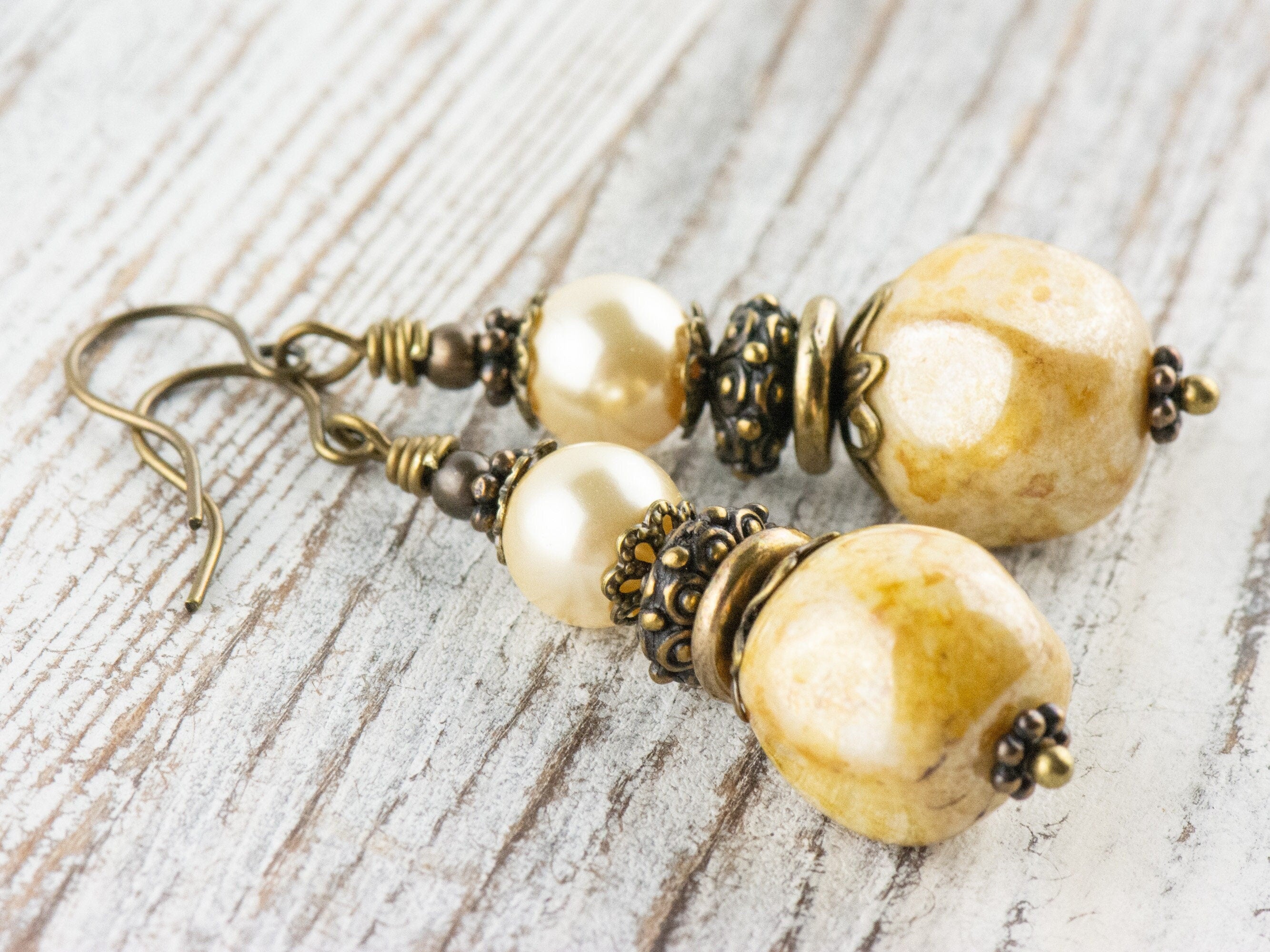 Autumn Gold Brass Earrings • Handmade Earthy Nature Jewelry • Fall Vibes • Autumn Jewelry