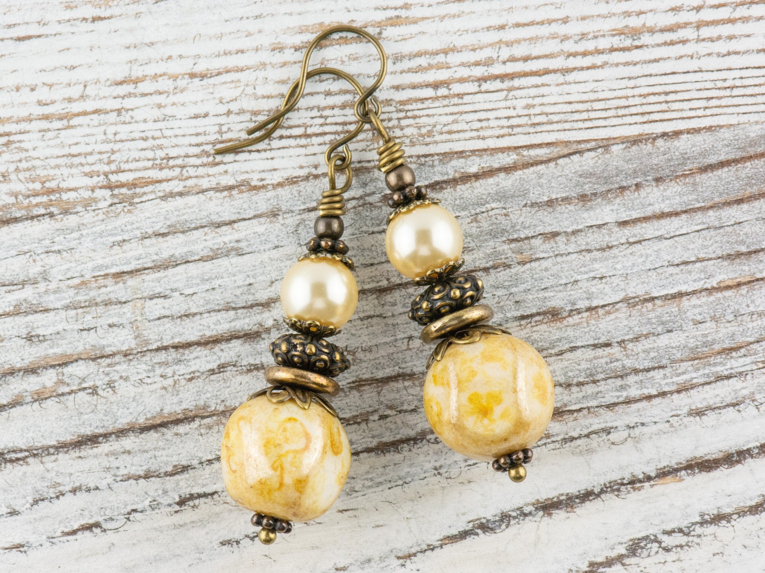 Autumn Gold Brass Earrings • Handmade Earthy Nature Jewelry • Fall Vibes • Autumn Jewelry