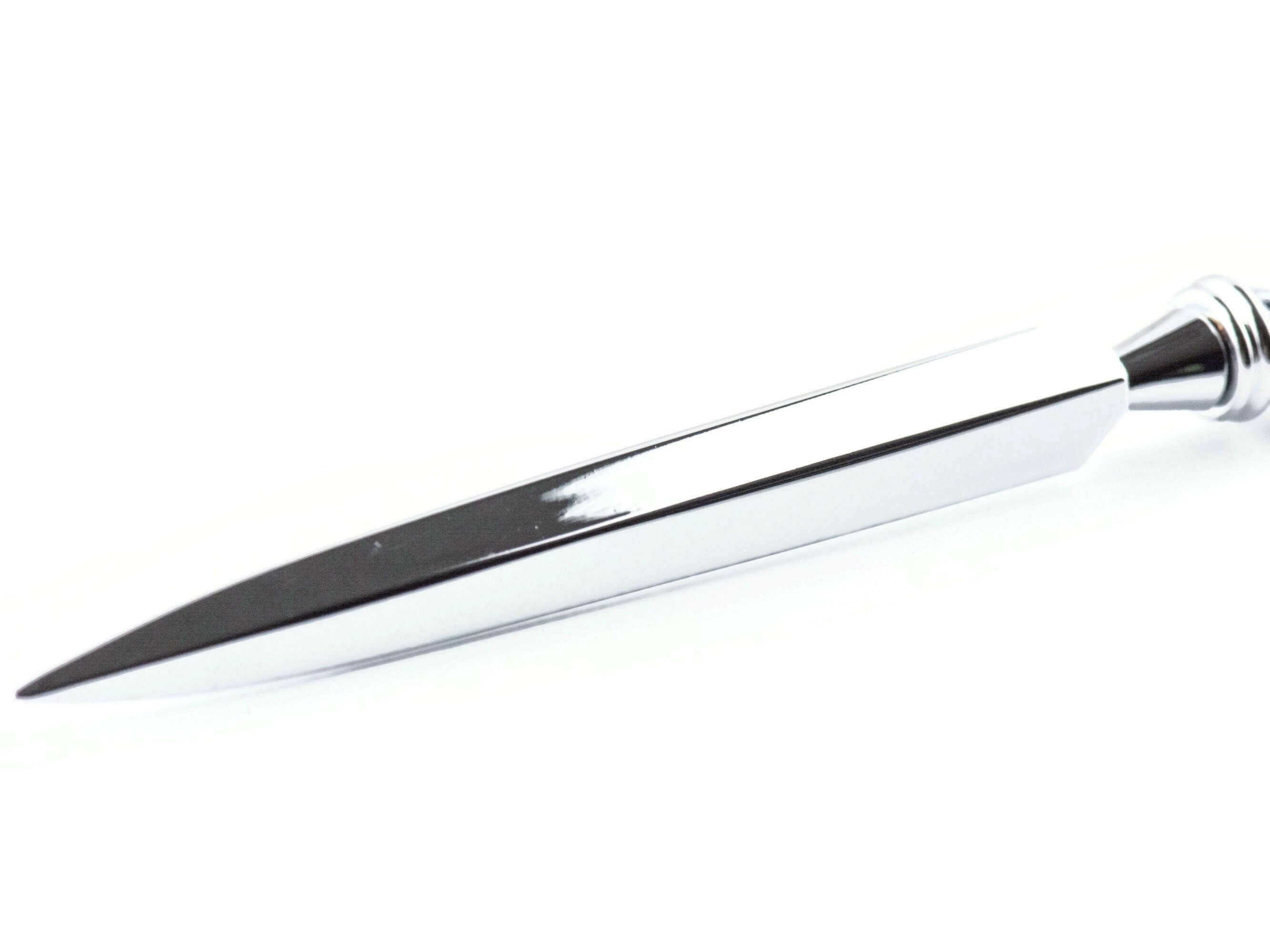 Midnight Rose Glass Beaded Silver Letter Opener • Paper Knife • Desk Accessory