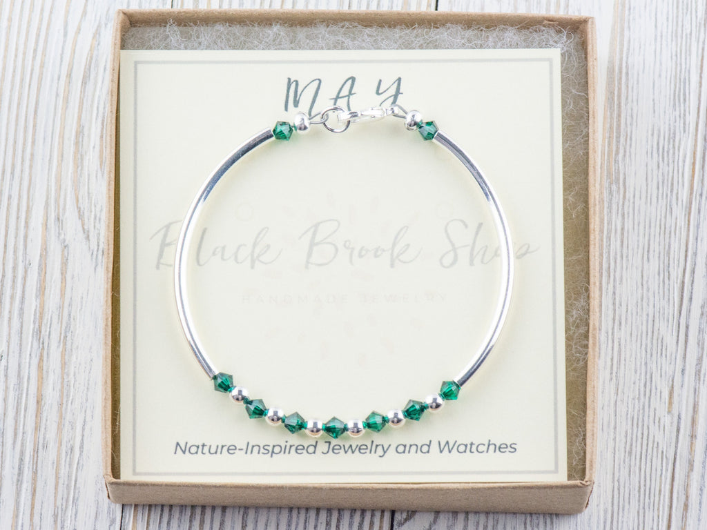 May Birthstone, Emerald Birthstone Bracelet, Birth Month Bracelet, Birth Stone Bracelet, May Bracelet Gift