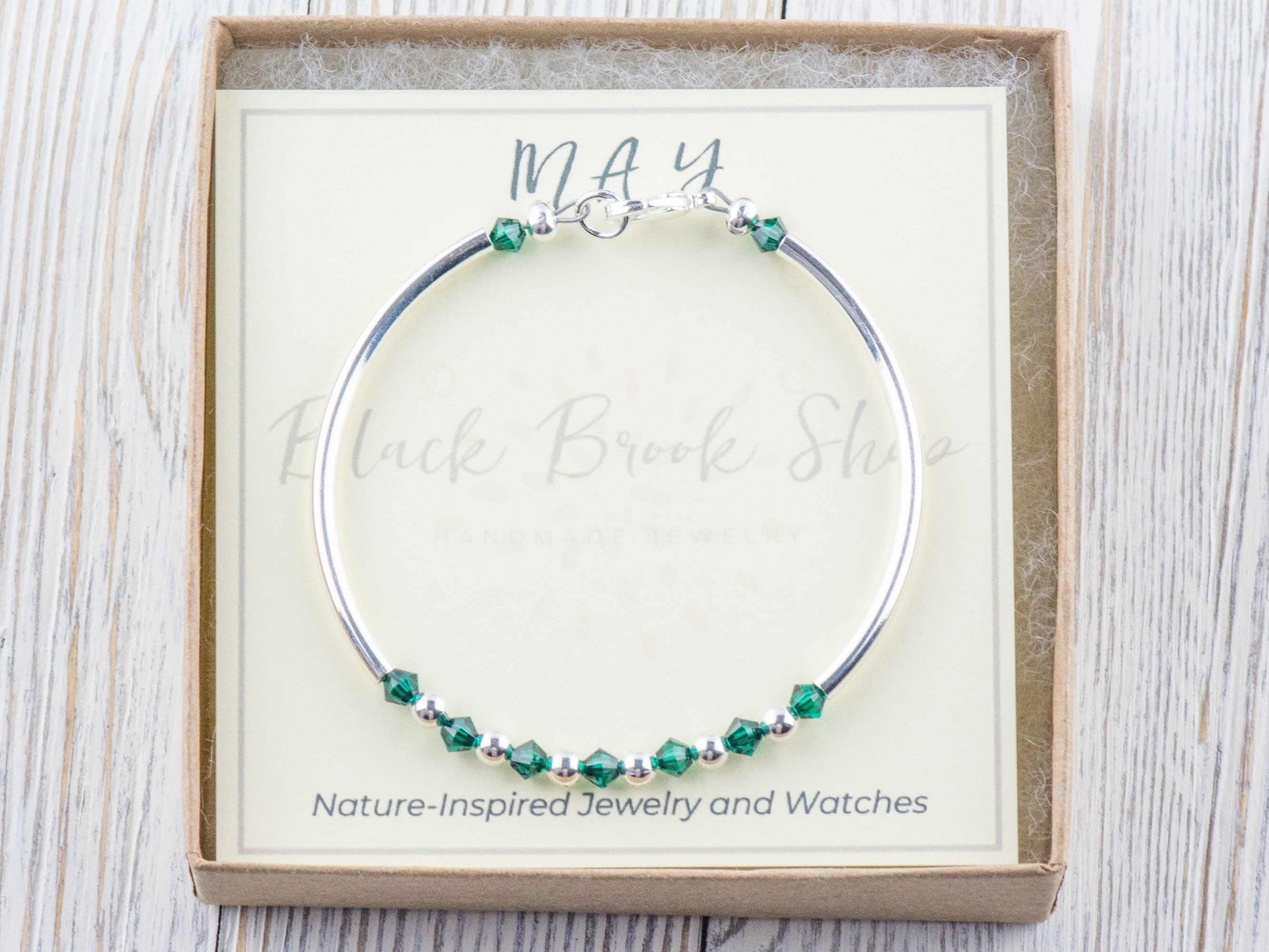 May Birthstone, Emerald Birthstone Bracelet, Birth Month Bracelet, Birth Stone Bracelet, May Bracelet Gift