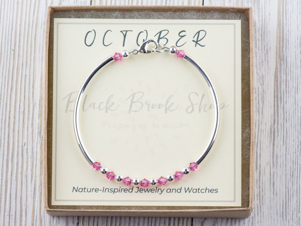 October Birthstone, Rose Birthstone Bracelet, Birth Month Bracelet, Birth Stone Bracelet, October Bracelet Gift