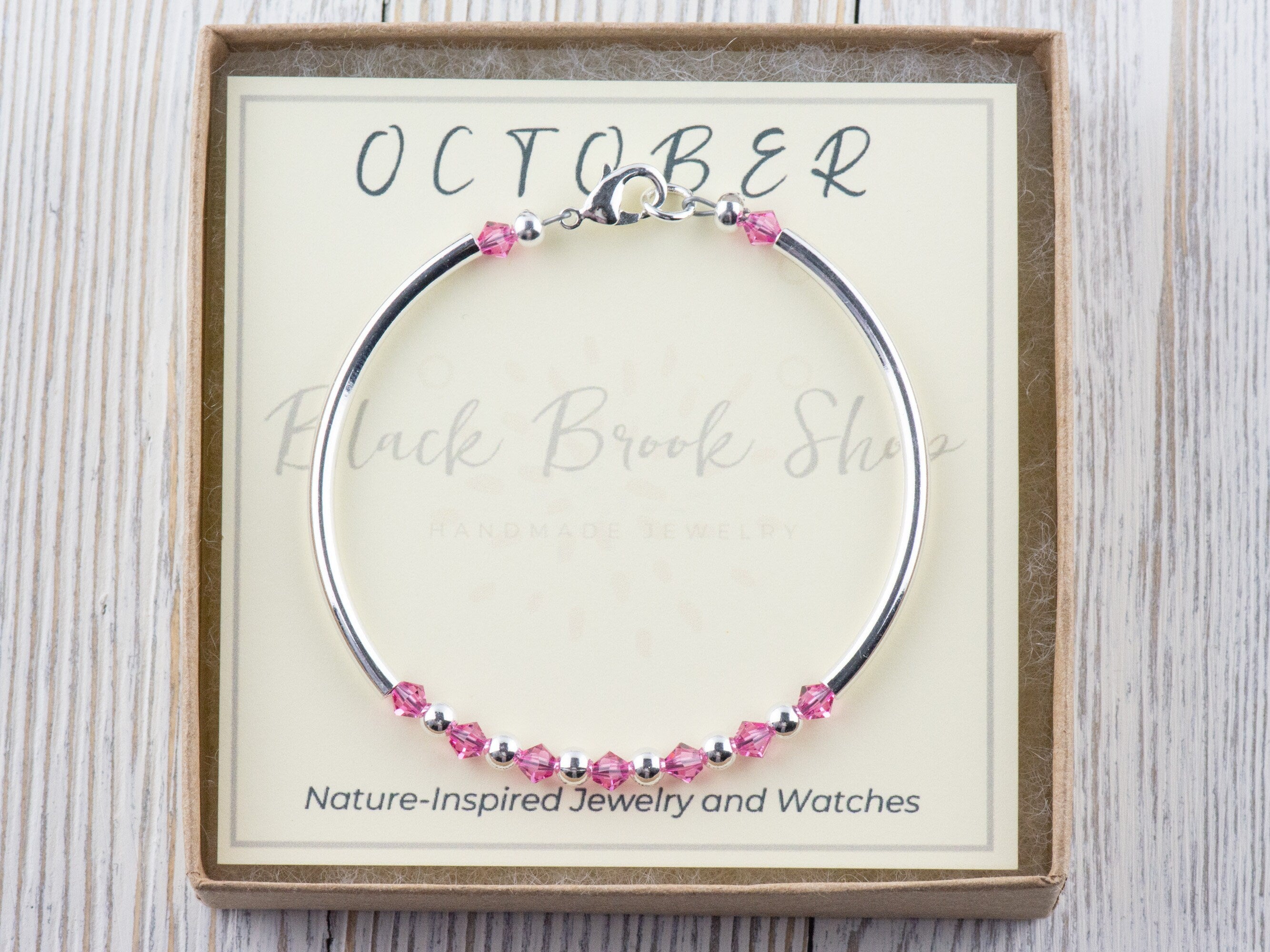 October Birthstone, Rose Birthstone Bracelet, Birth Month Bracelet, Birth Stone Bracelet, October Bracelet Gift