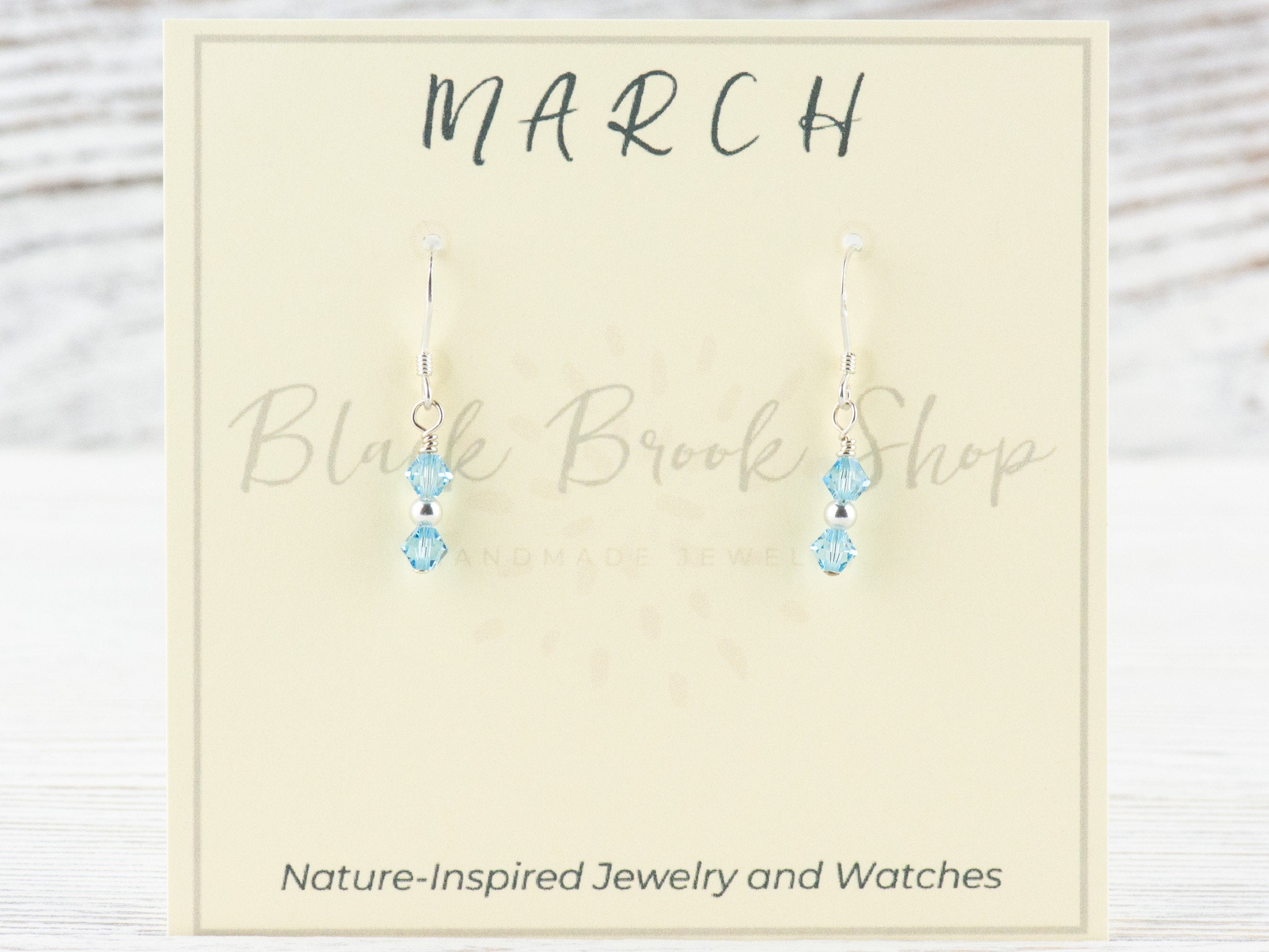 March Birthstone Earrings, March Earrings Gift, Minimalist Swarovski Earrings, Birthday Color Earrings, Birth Stone Earrings