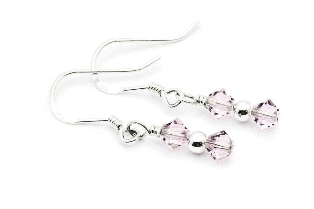 June Alexandrite Swarovski Crystal Birth Month Sterling Silver Drop Earrings