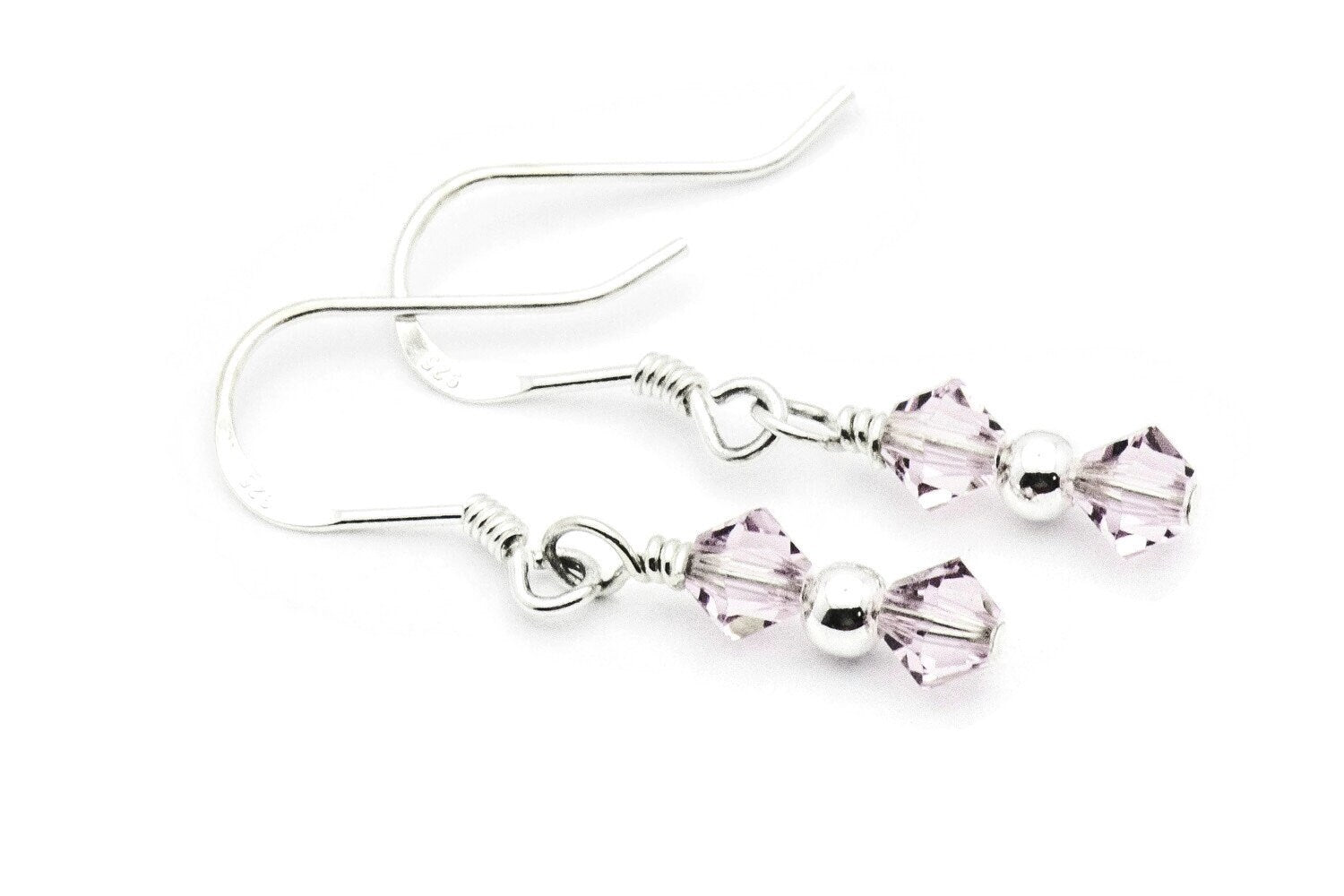 June Alexandrite Swarovski Crystal Birth Month Sterling Silver Drop Earrings