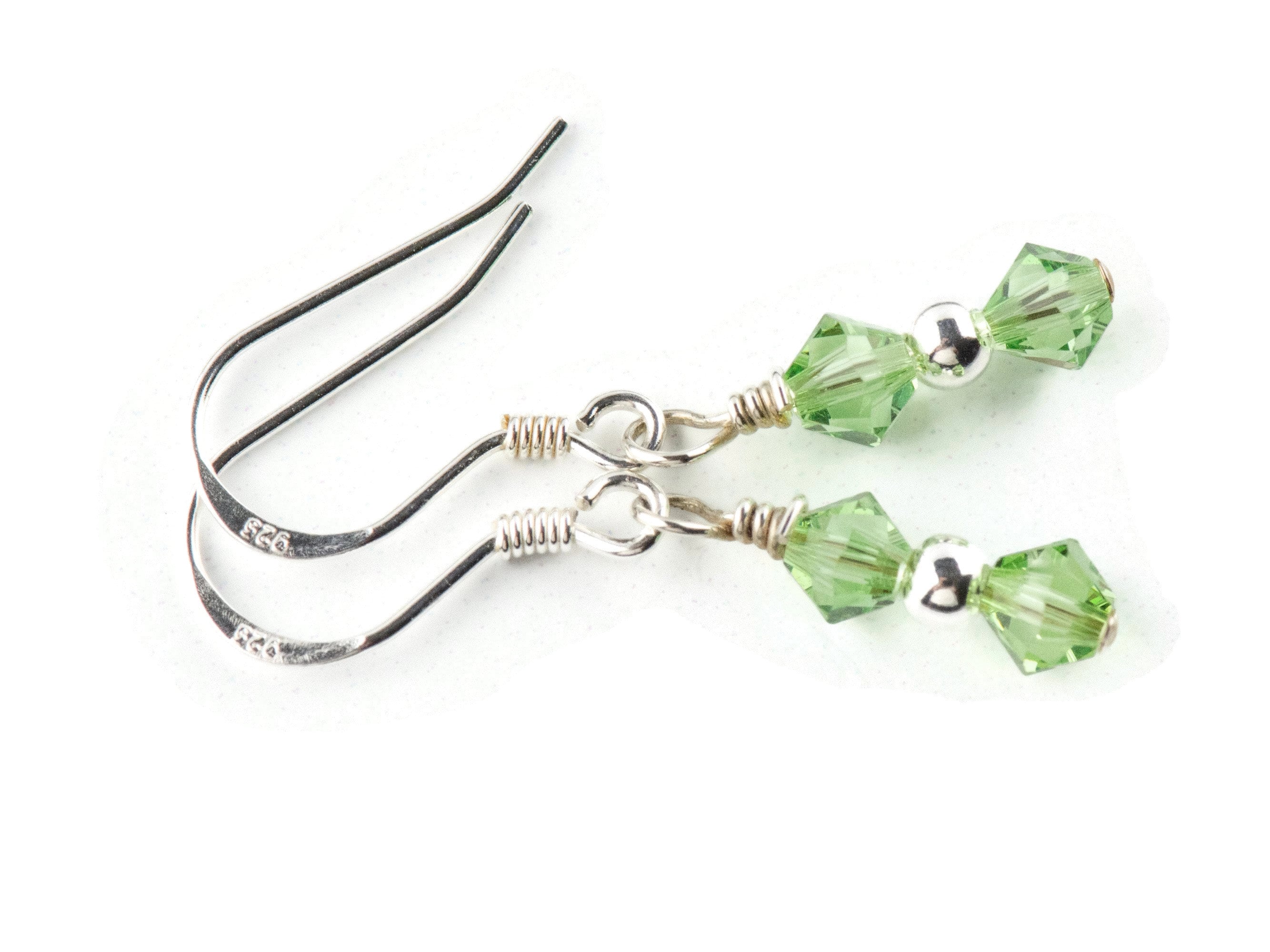 August Birthstone Earrings, Minimalist Swarovski Earrings, Birthday Earrings for Her, Peridot Birthstone Earrings