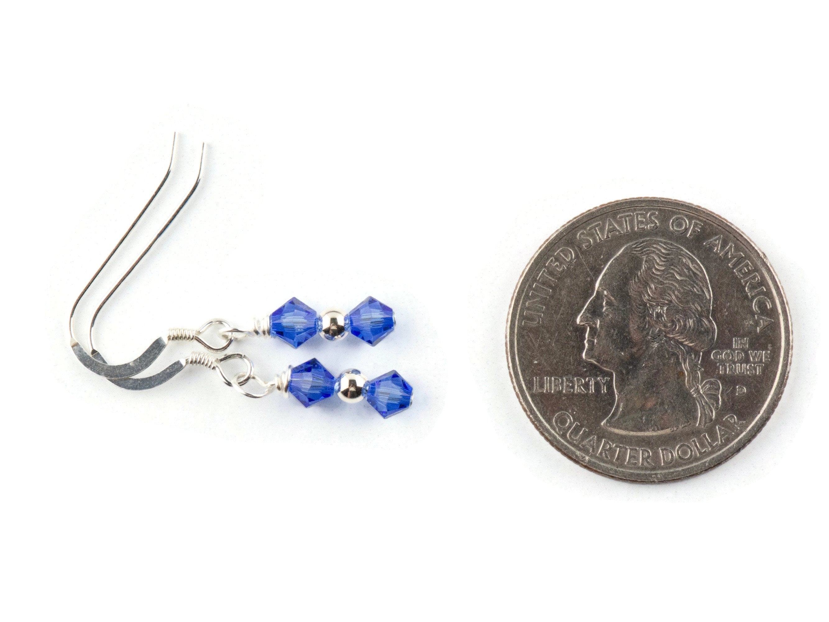 September Birthstone Earrings, Sapphire Birthstone Earrings, September Earrings Gift, Minimalist Swarovski Earrings