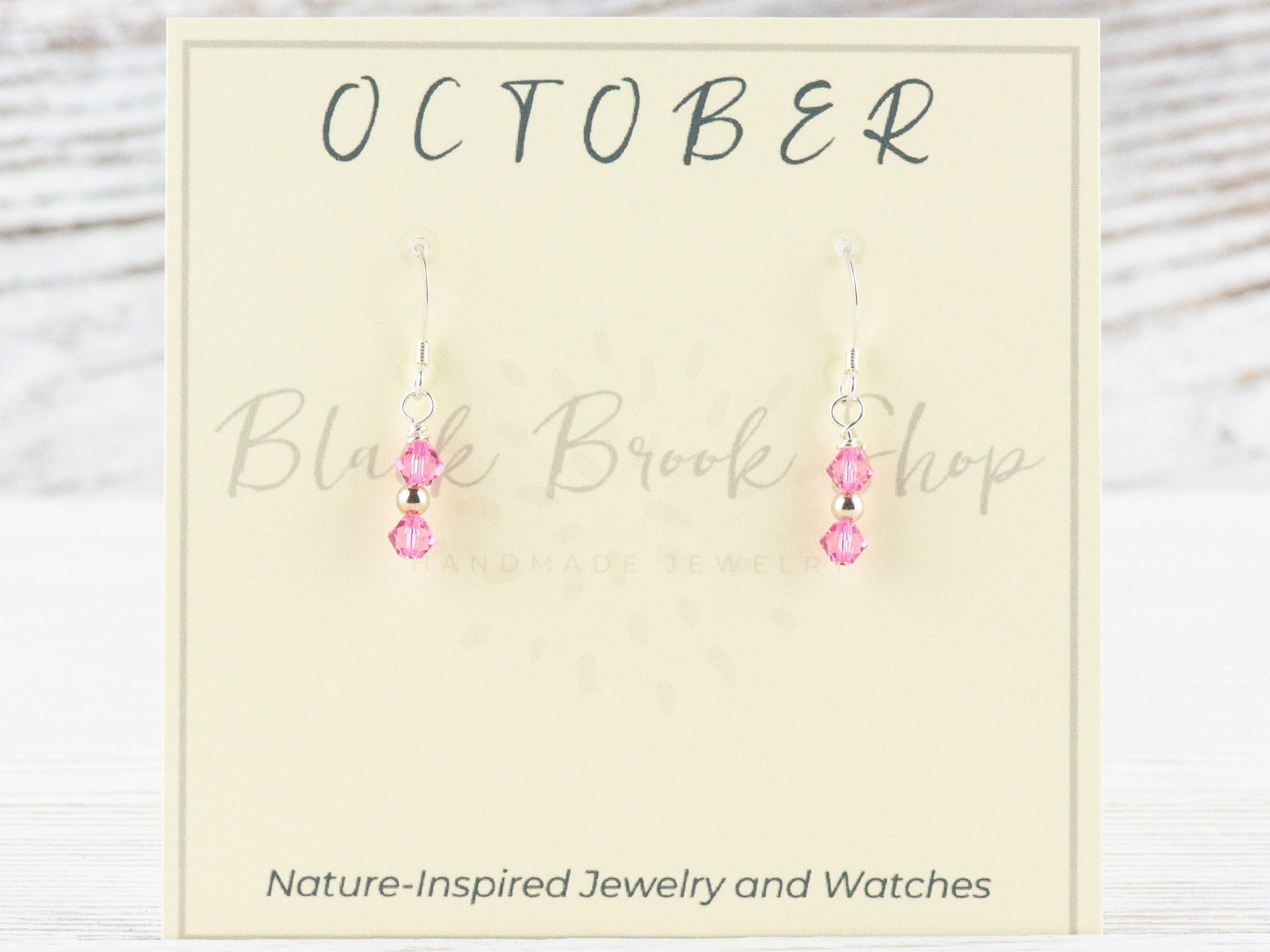October Birthstone Earrings, October Earrings Gift, Minimalist Swarovski Earrings, Swarovski Pink Earrings, Birthday Earrings