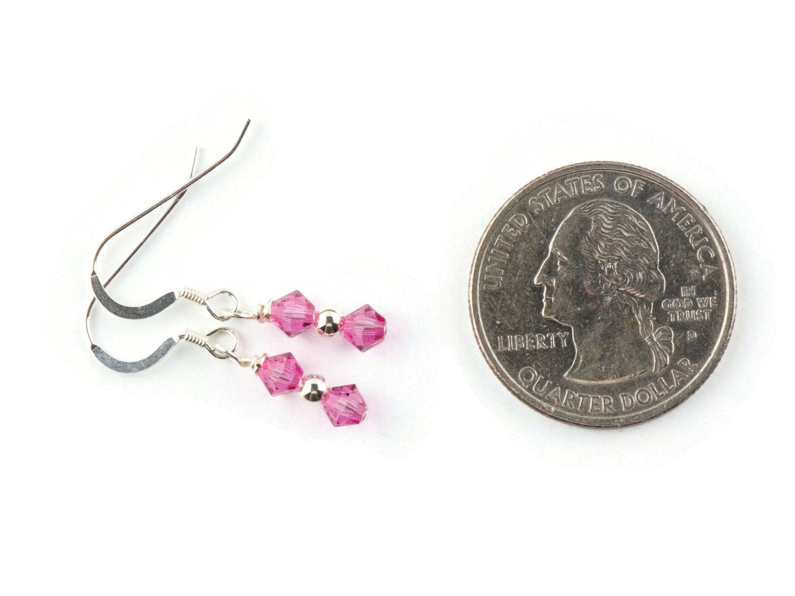 October Birthstone Earrings, October Earrings Gift, Minimalist Swarovski Earrings, Swarovski Pink Earrings, Birthday Earrings
