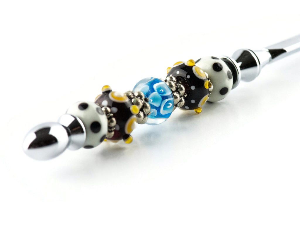 Sierra Sky Glass Beaded Silver Letter Opener • Paper Knife • Desk Accessory