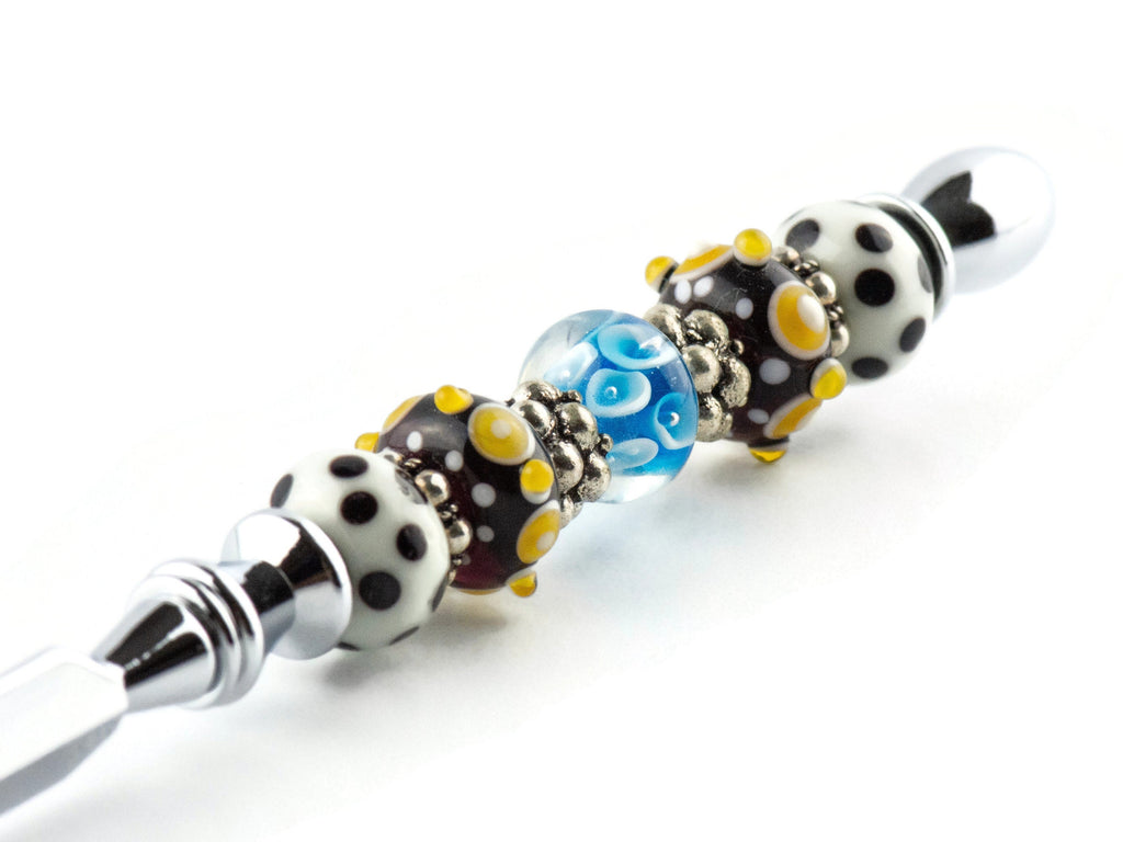 Sierra Sky Glass Beaded Silver Letter Opener • Paper Knife • Desk Accessory