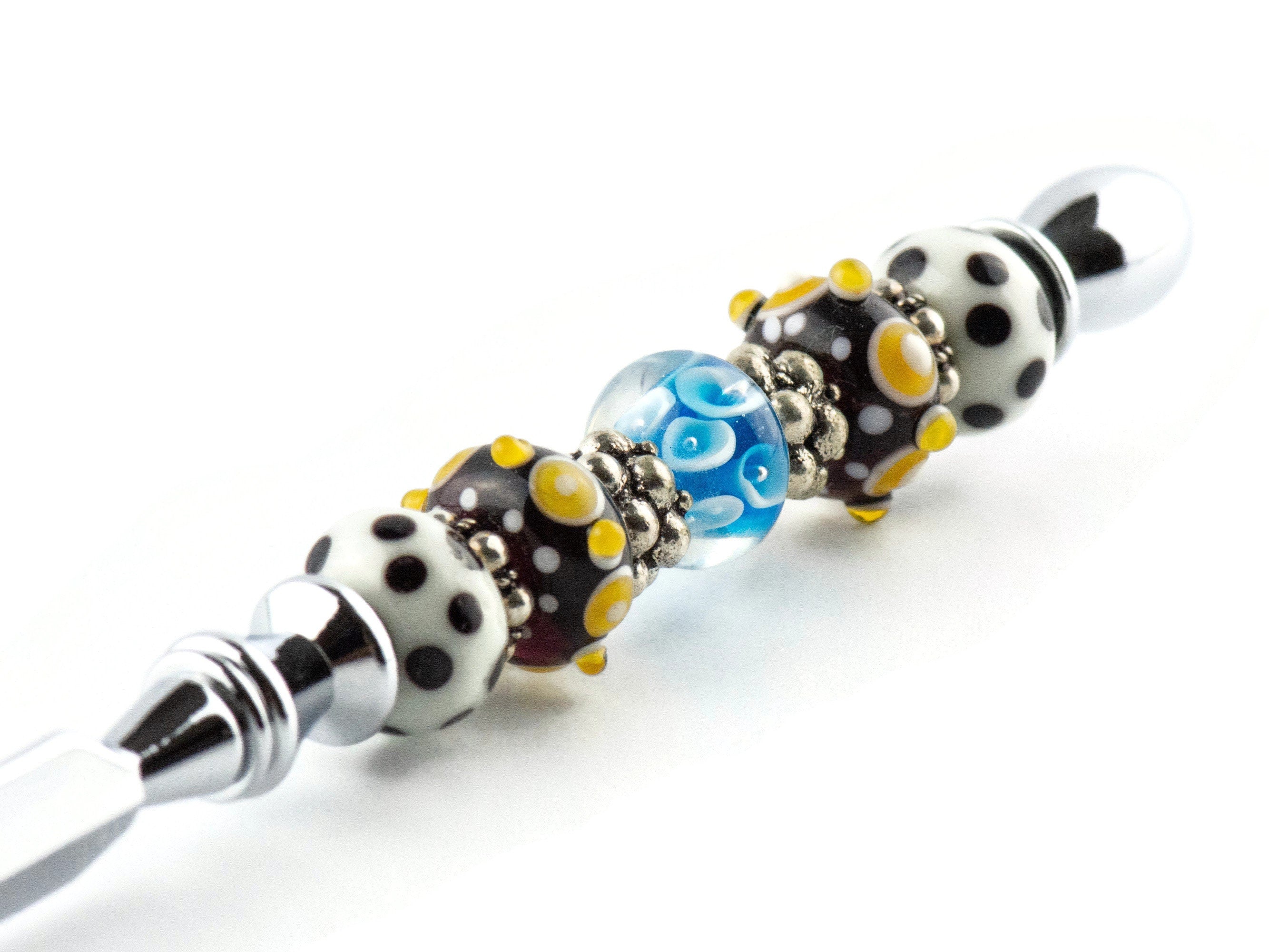 Sierra Sky Glass Beaded Silver Letter Opener • Paper Knife • Desk Accessory