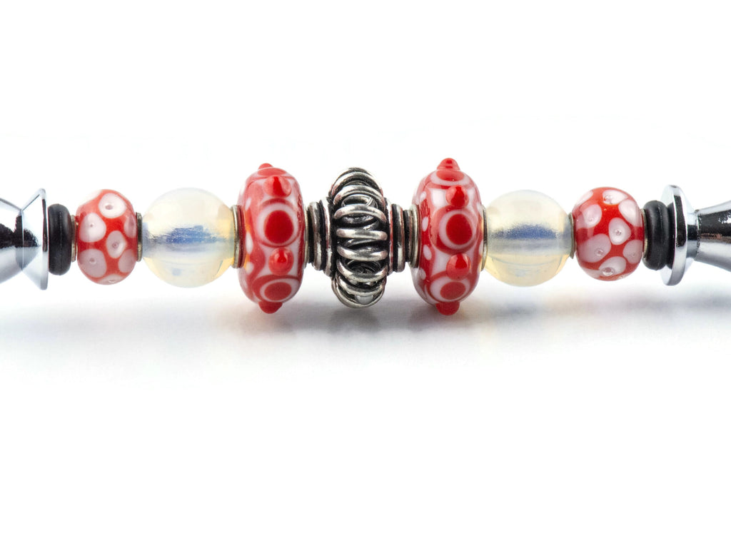 Picnic in the Park Glass Beaded Silver Letter Opener • Paper Knife • Desk Accessory
