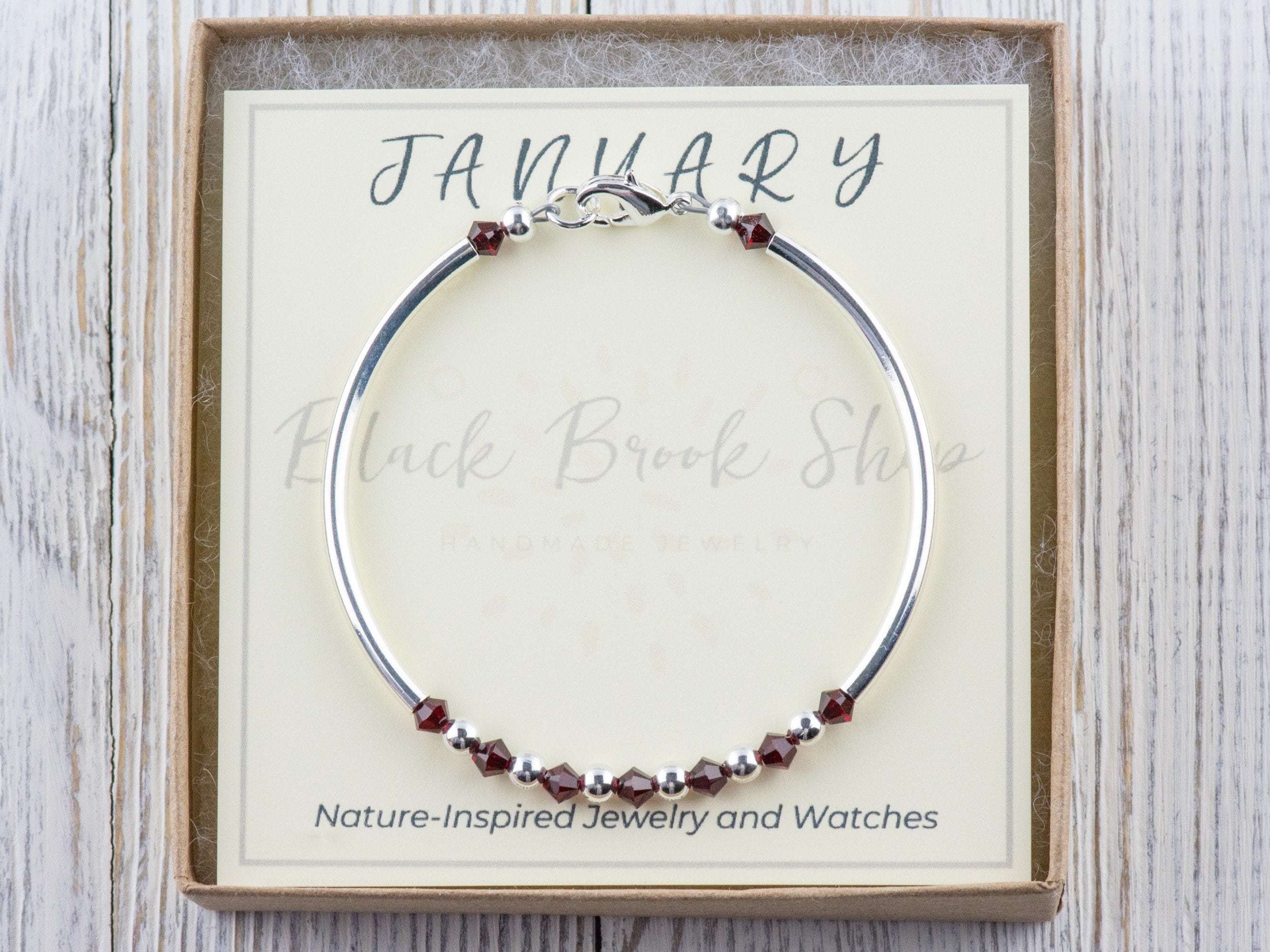 January Birthstone, Garnet Birthstone Bracelet, Birth Month Bracelet, January Bracelet Gift, Birth Stone Bracelet