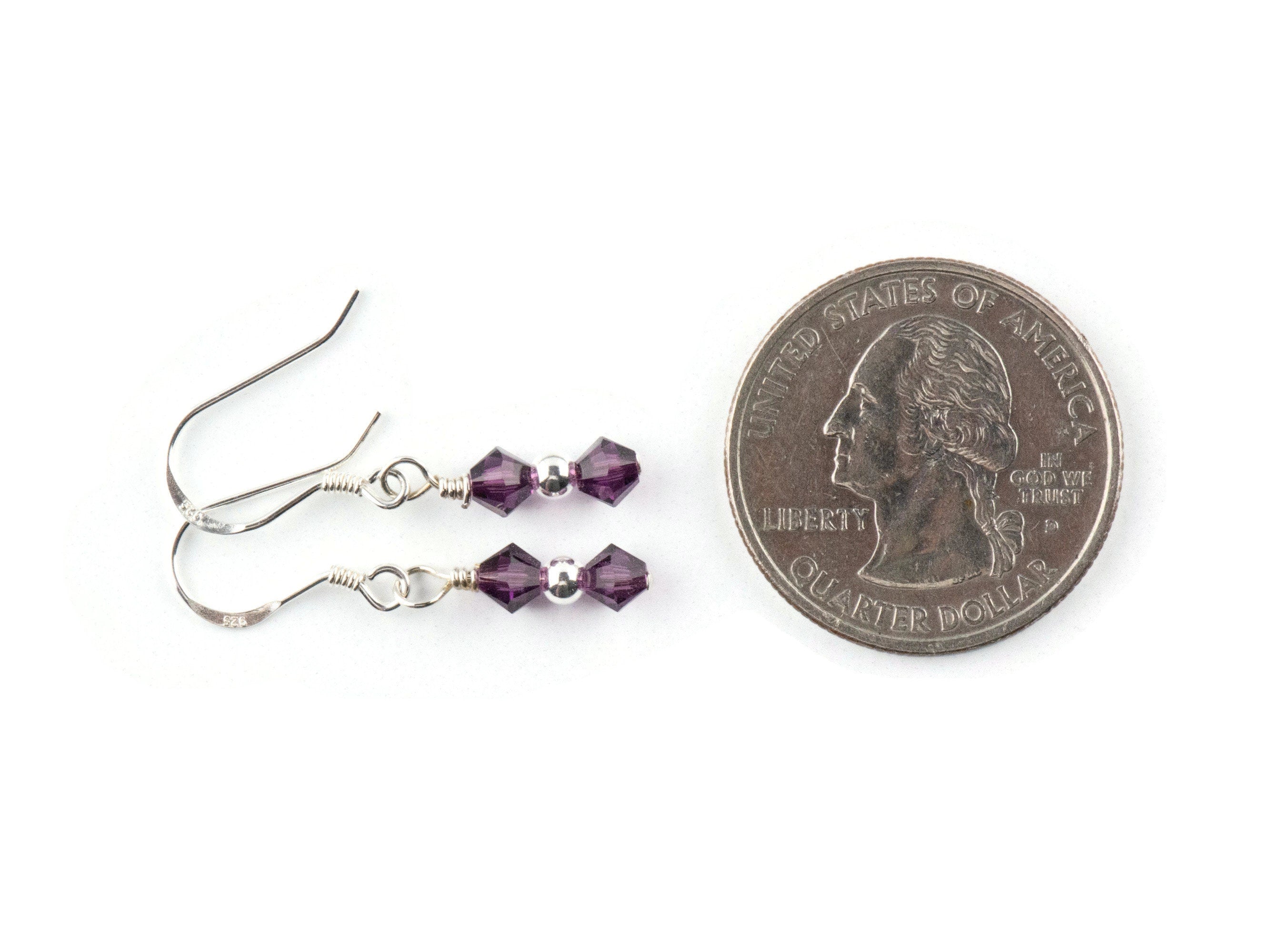 February Birthstone Earrings, February Earrings Gift, Amethyst Birthstone Earrings, Minimalist Swarovski Earrings