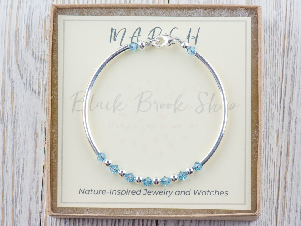 March Birthstone, Aquamarine Birthstone Bracelet, Birth Month Bracelet, Birth Stone Bracelet, March Bracelet Gift
