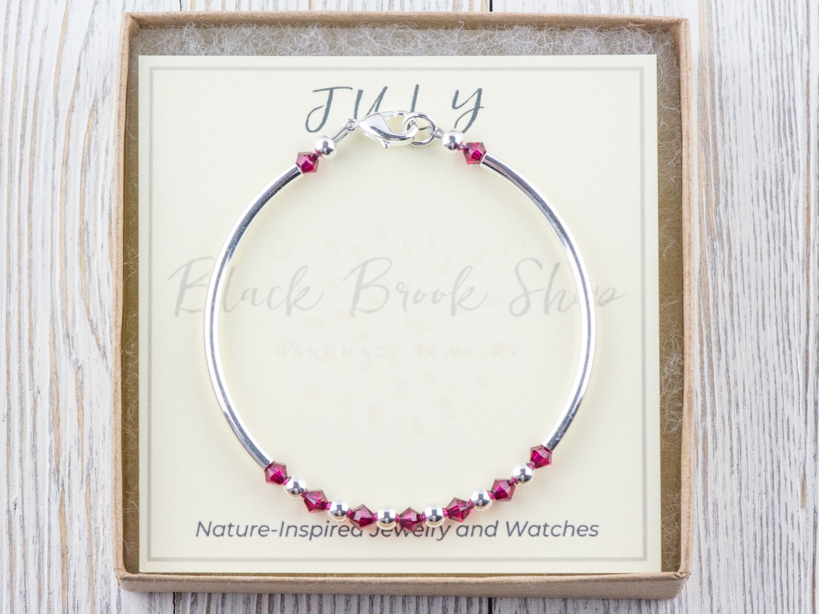 July Birthstone, Ruby Birthstone Bracelet, Birth Month Bracelet, Birth Stone Bracelet, July Bracelet Gift, Crystal Bracelet
