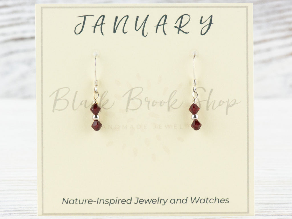 January Birthstone Earrings, Minimalist Swarovski Earrings, Birthstone Earrings for Her, January Earrings Gift