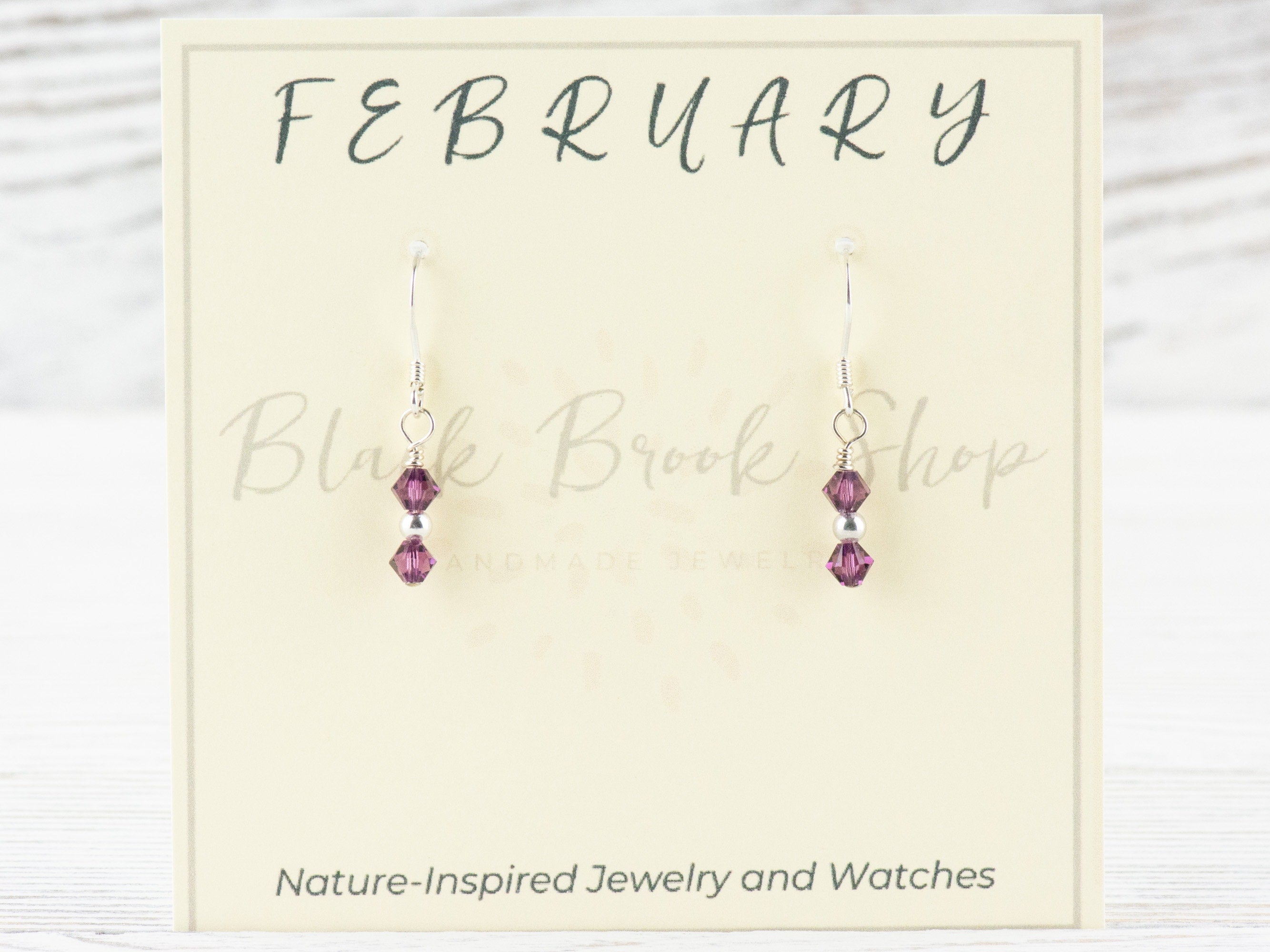 February Birthstone Earrings, February Earrings Gift, Amethyst Birthstone Earrings, Minimalist Swarovski Earrings