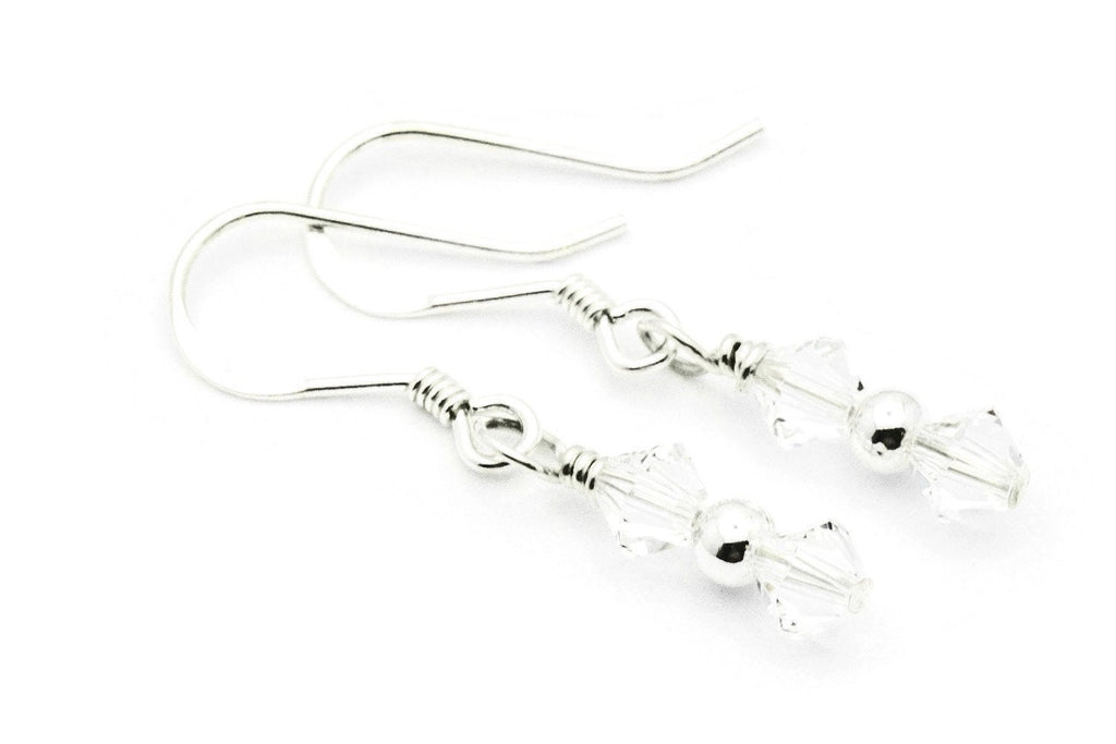 April Diamond Swarovski Crystal Birth Month Sterling Silver Drop Earrings