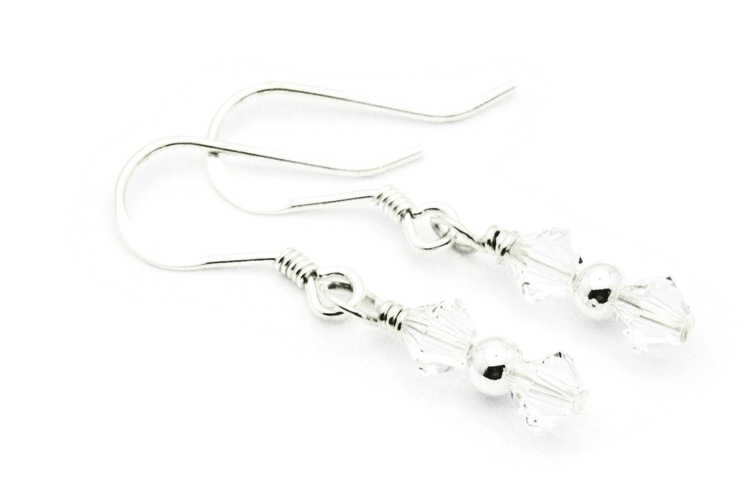 April Diamond Swarovski Crystal Birth Month Sterling Silver Drop Earrings