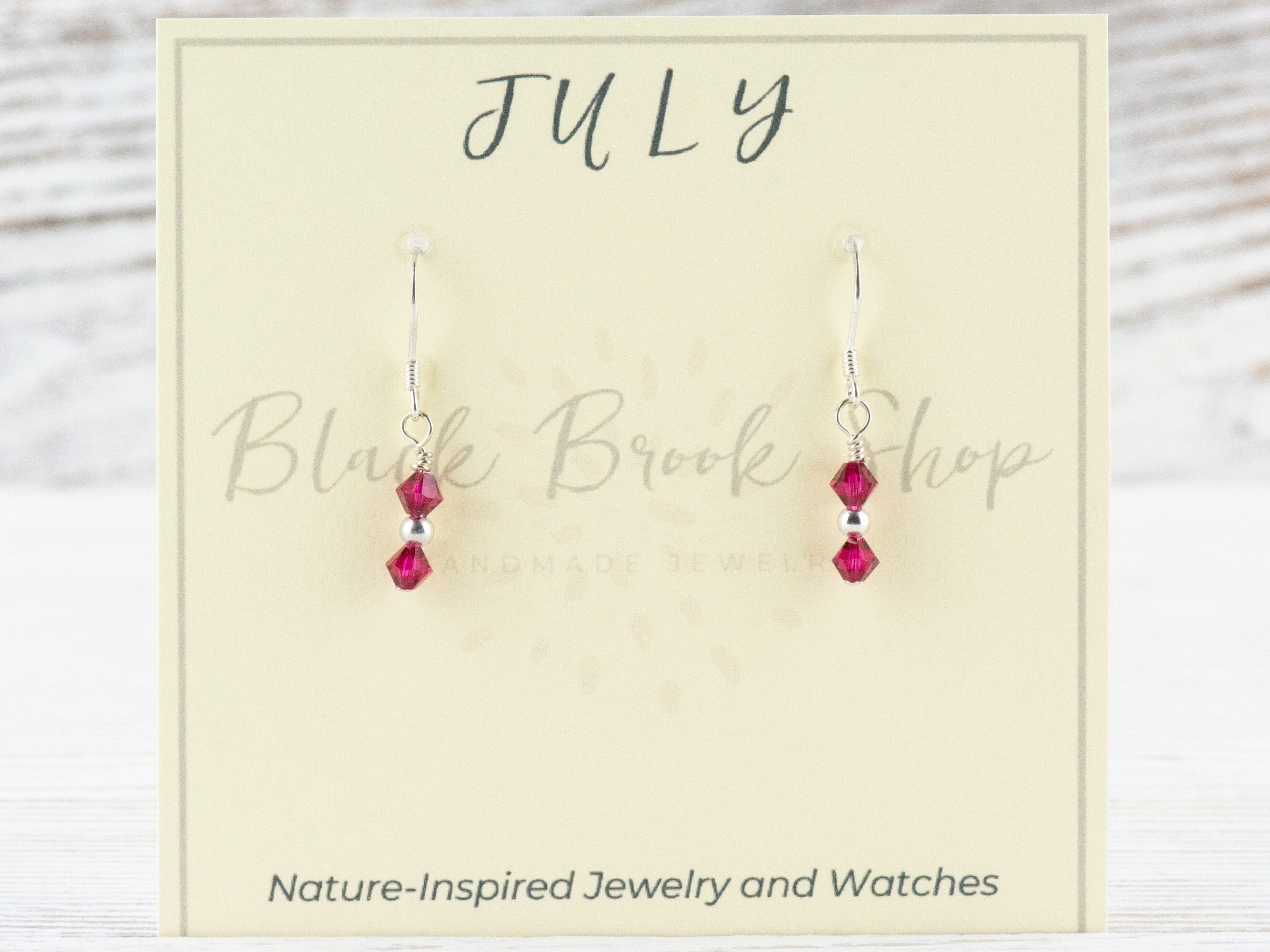 July Birthstone Earrings, Ruby Birthstone Earrings, July Earrings Gift, Minimalist Swarovski Earrings, Birthday Gift Earrings