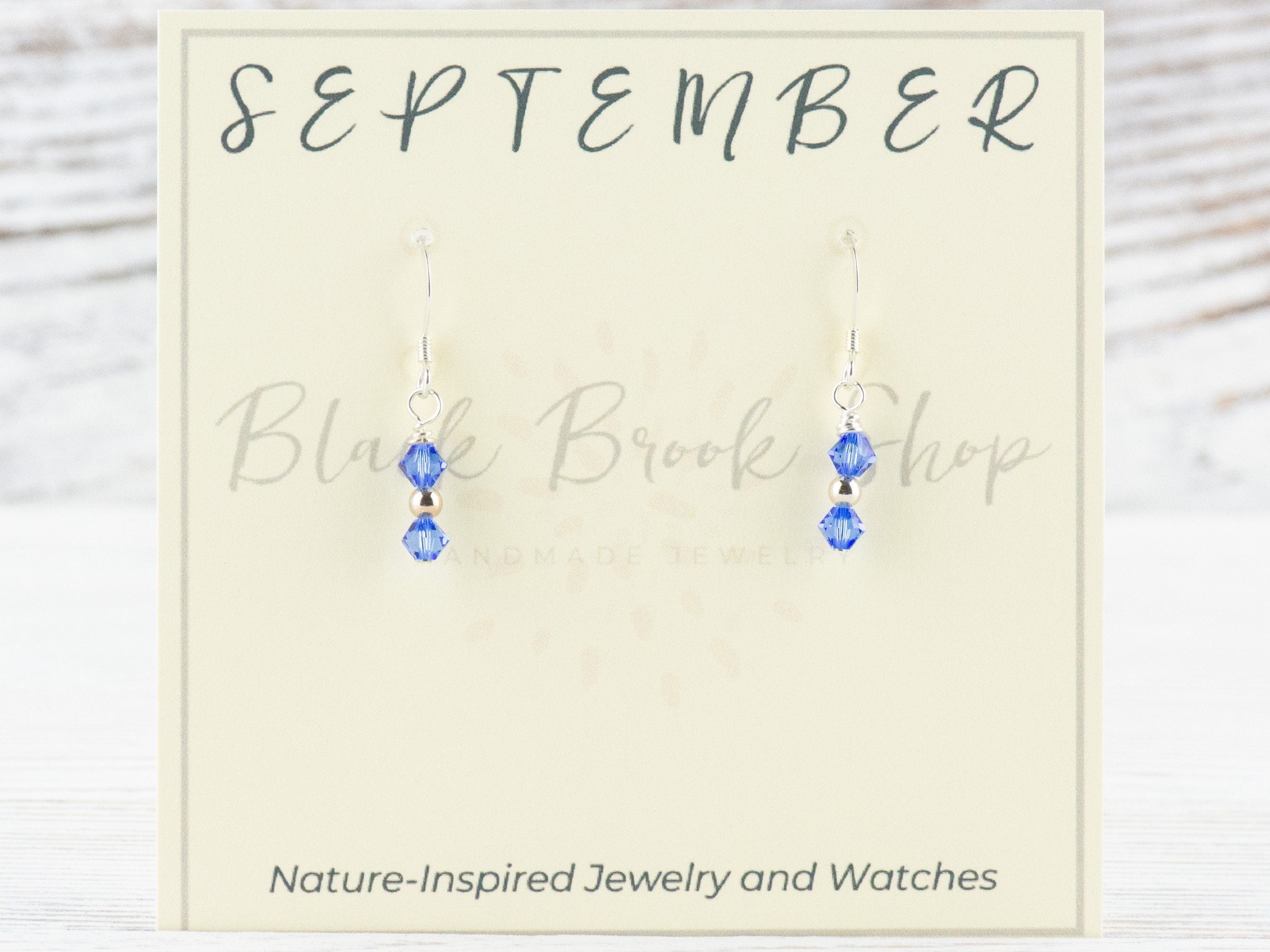 September Birthstone Earrings, Sapphire Birthstone Earrings, September Earrings Gift, Minimalist Swarovski Earrings