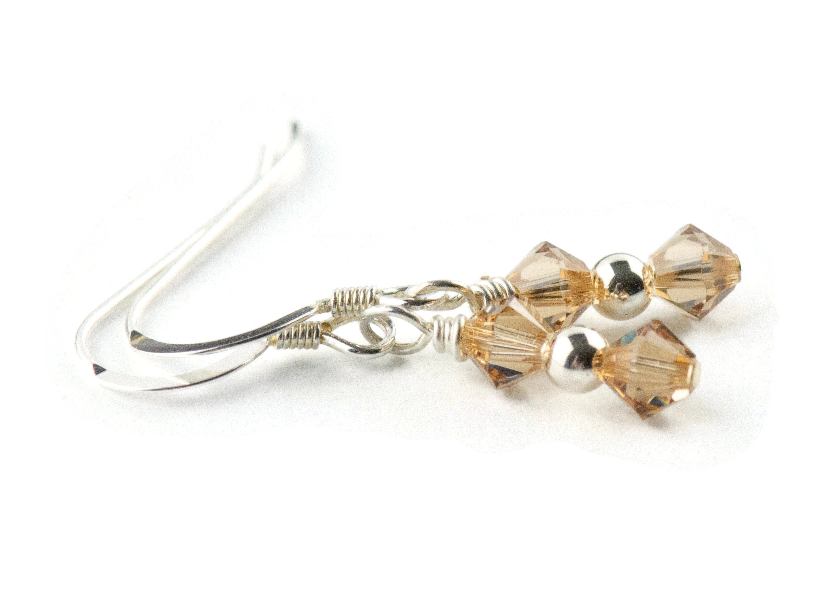 November Birthstone Earrings, Minimalist Swarovski Earrings, Topaz Birthstone Earrings, November Earrings Gift