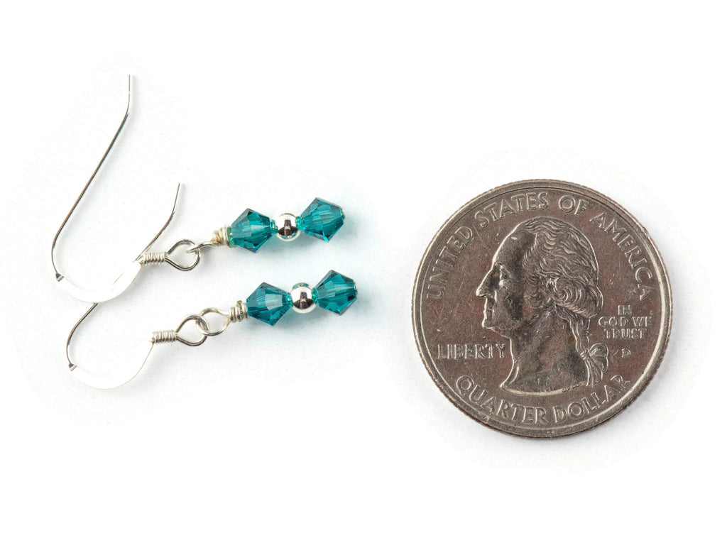 December Birthstone Earrings, Blue Zircon Earrings, Zircon Birthstone Earrings, Minimalist Crystal Earrings