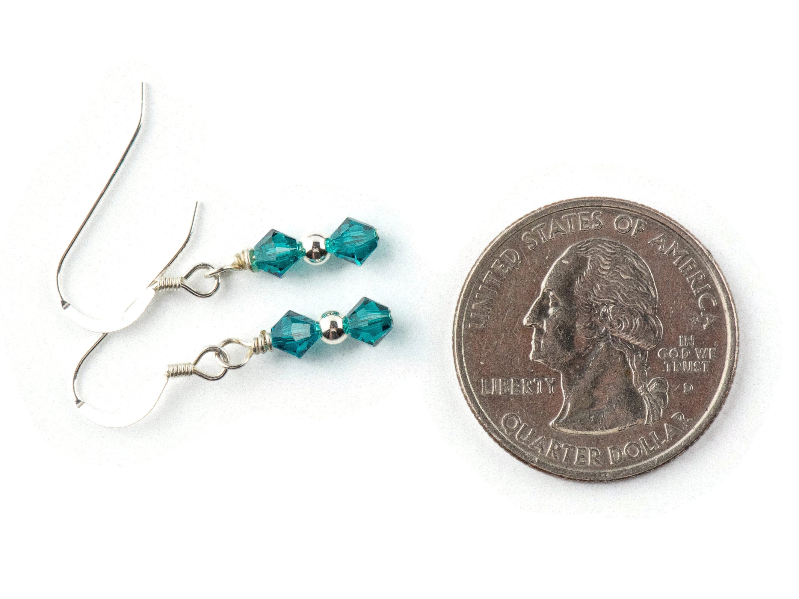 December Birthstone Earrings, Blue Zircon Earrings, Zircon Birthstone Earrings, Minimalist Crystal Earrings