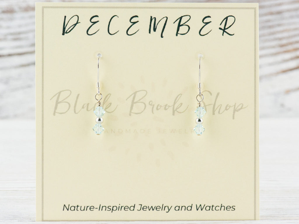 December Birthstone Earrings, Minimalist Swarovski Earrings, December Earrings Gift, Swarovski Blue Earrings