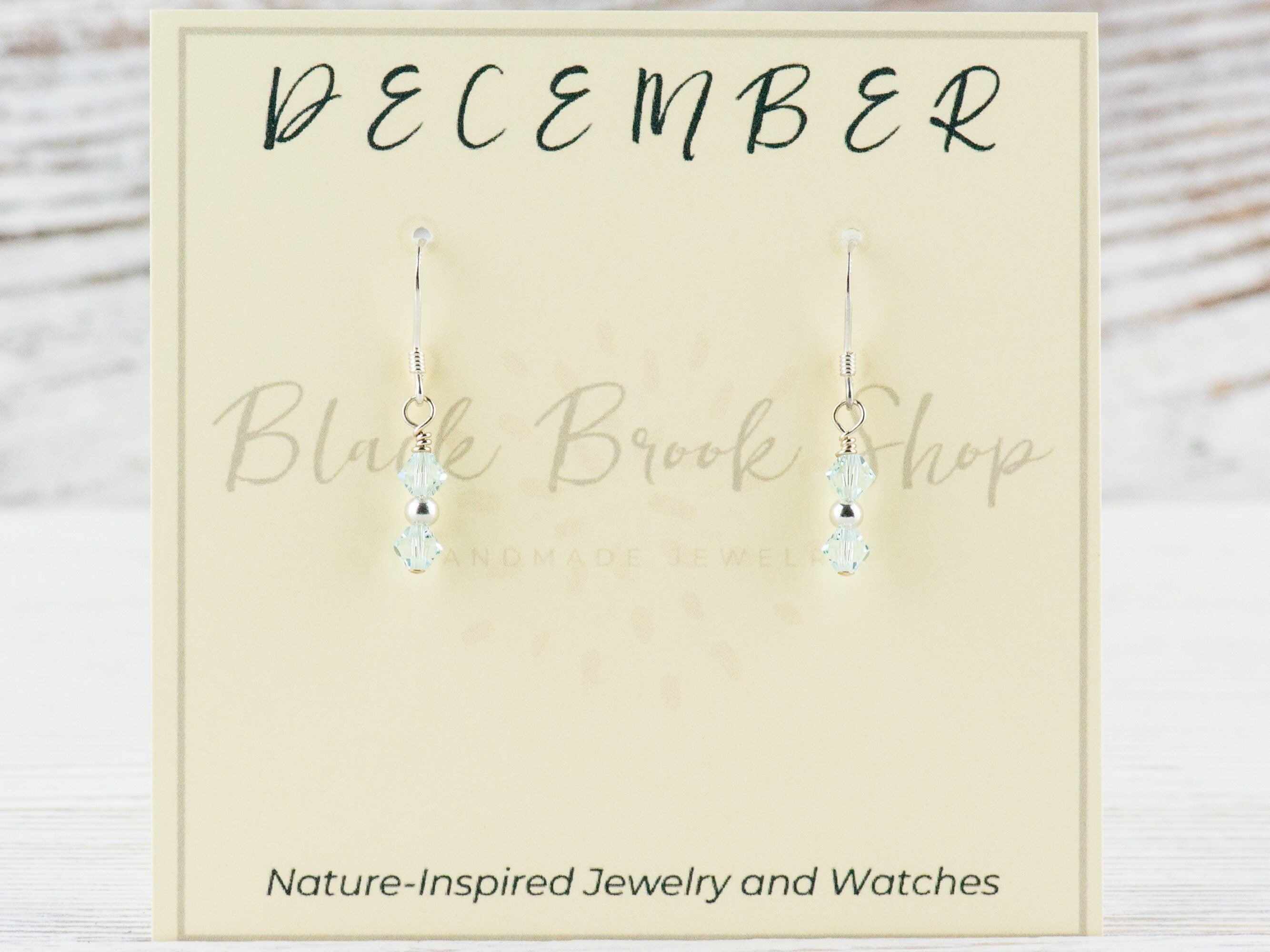 December Birthstone Earrings, Minimalist Swarovski Earrings, December Earrings Gift, Swarovski Blue Earrings