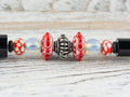 Picnic in the Park Beaded Black Stylus Pen • Lampwork Glass Beads • Metal Ballpoint