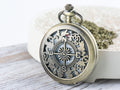 Compass Bronze Pocket Watch Long Necklace / Unique Watches / Nature Inspired Jewelry / Large Pocket Watch