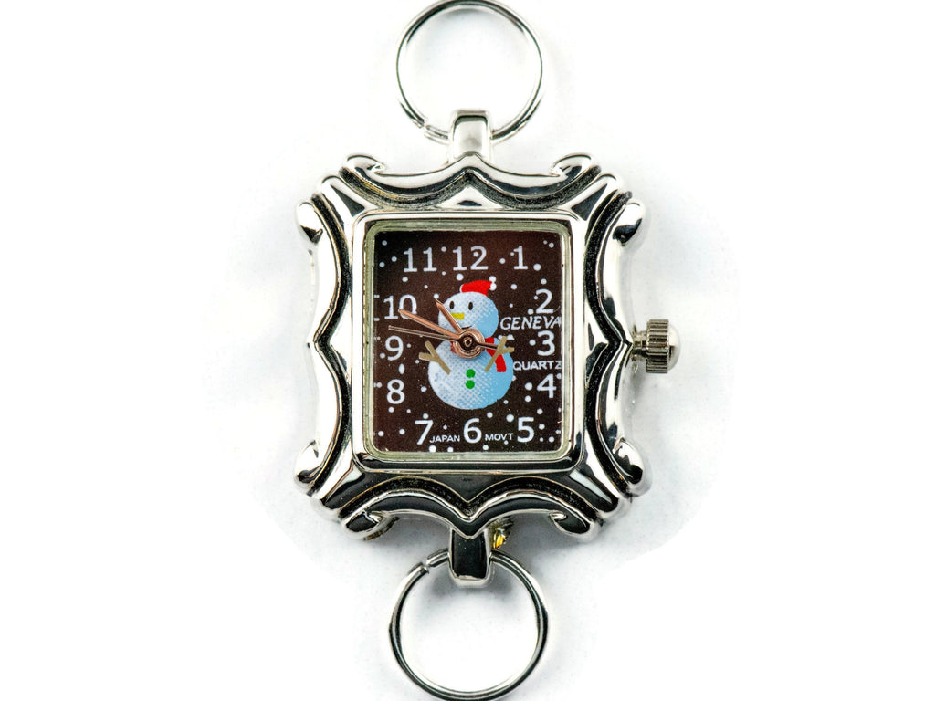 Snowman Watch Face | Ladies Watch Face | Women's Watch Face | Silver Watch Face | Square Watch Face | Beading Watch Face