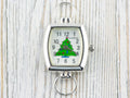 Christmas Tree Watch Face, Square White Watch Face, Festive Holiday Jewelry