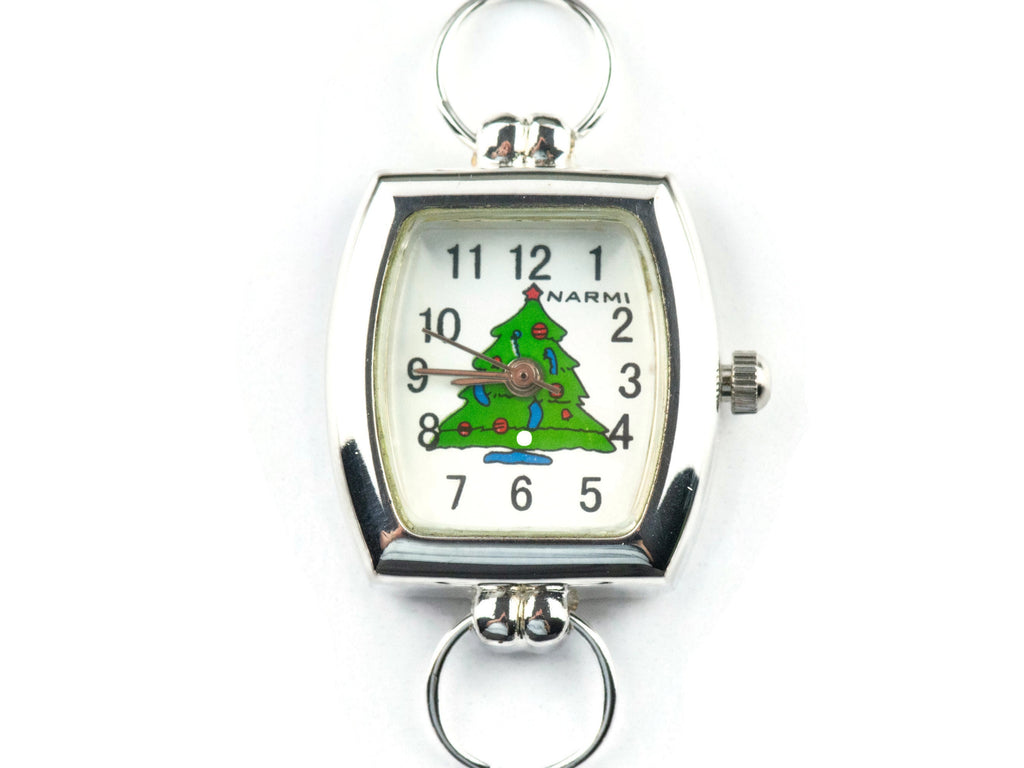 Christmas Tree Watch Face, Square White Watch Face, Festive Holiday Jewelry