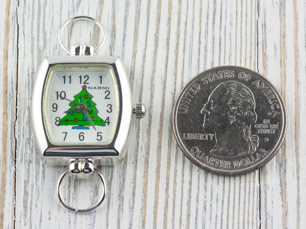 Christmas Tree Watch Face, Square White Watch Face, Festive Holiday Jewelry