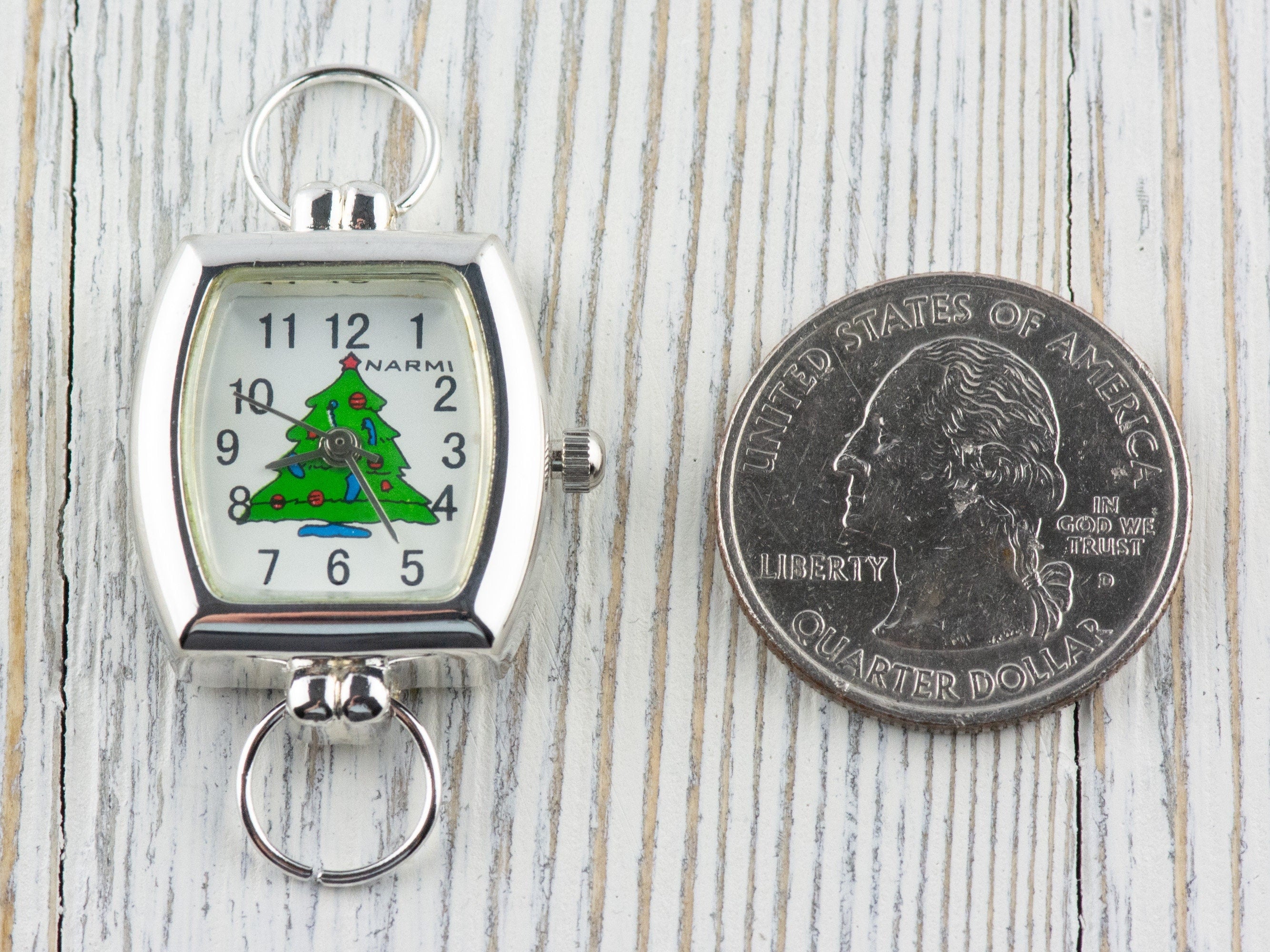 Christmas Tree Watch Face, Square White Watch Face, Festive Holiday Jewelry