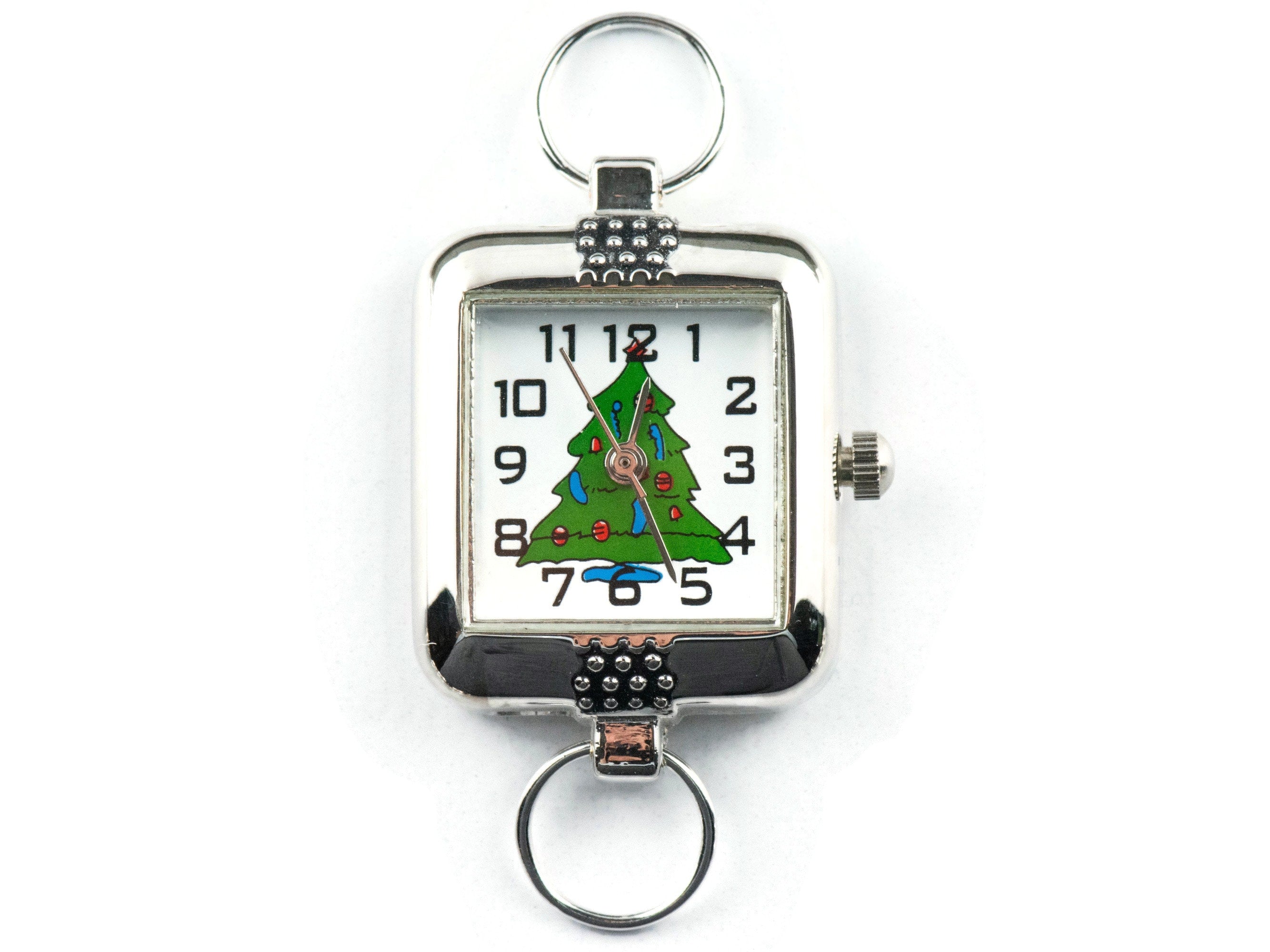 Watch Face, Christmas Tree, Square, White Face, Christmas Watch, Holiday Jewelry, Festive