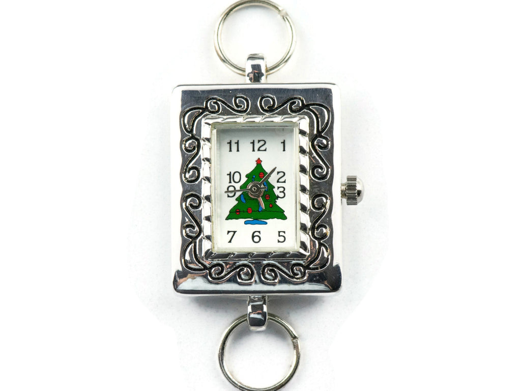 Christmas Tree Watch Face | Square Watch Face | Holiday Watch Face | Wrist Watch Face | Beading Watch Face | Women's Silver Watch Face