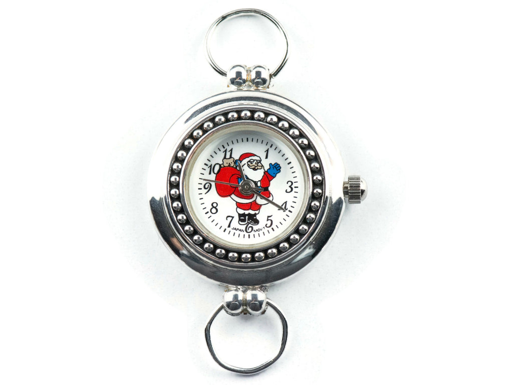 Santa Claus Watch Face, Round White Watch Face, Festive Holiday Jewelry