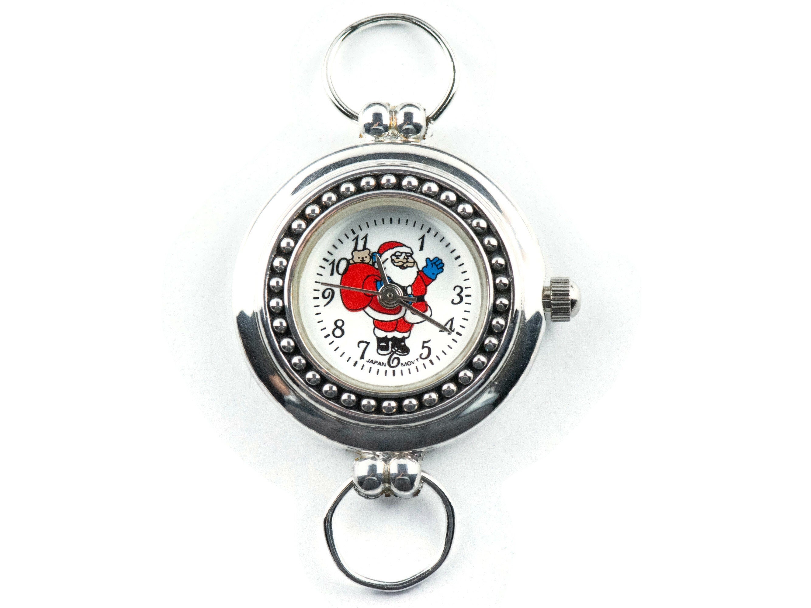 Santa Claus Watch Face, Round White Watch Face, Festive Holiday Jewelry
