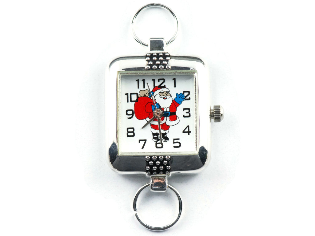 Santa Claus Watch Face, Square White Face, Festive Holiday Jewelry