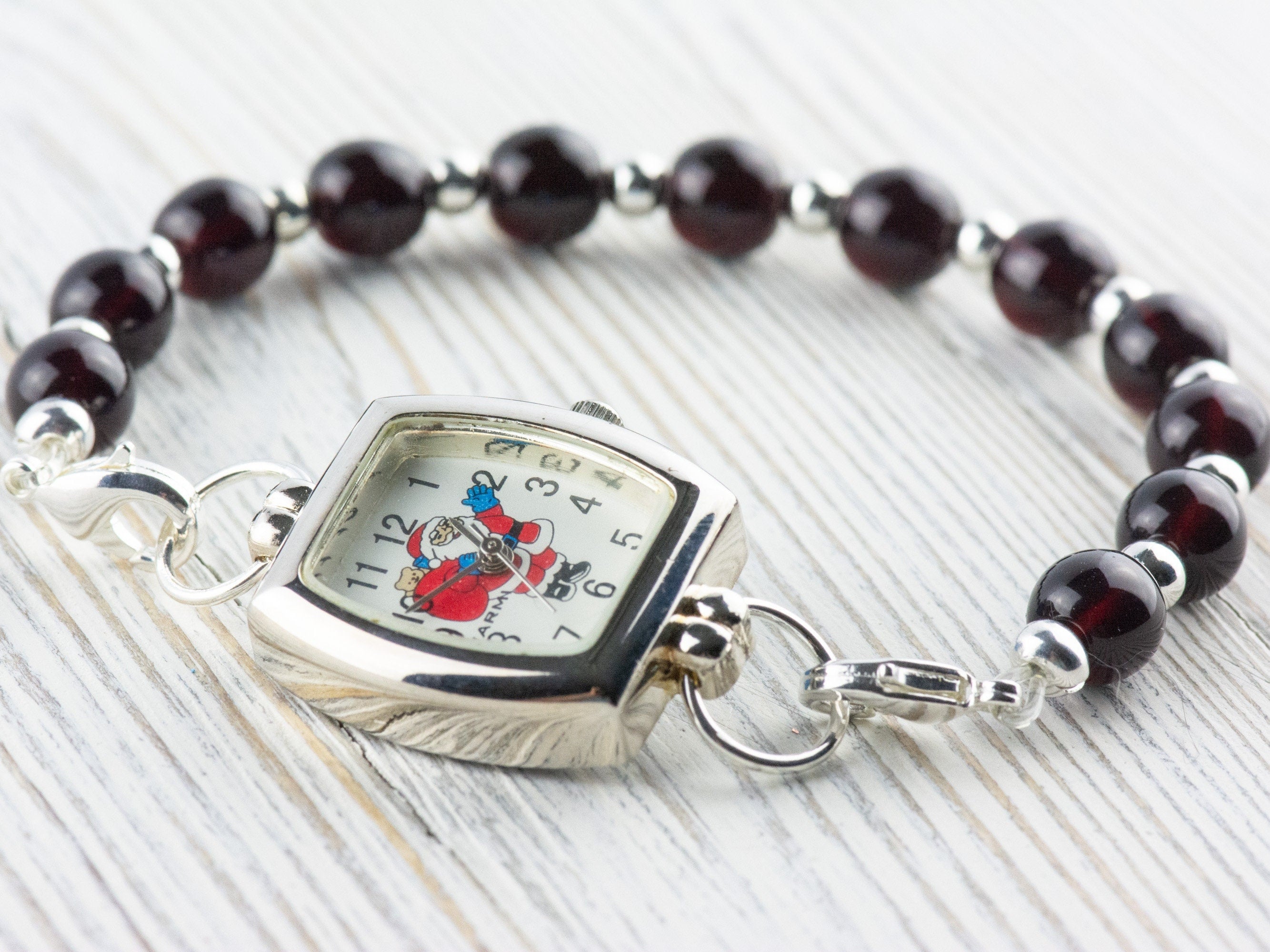 Watch Face, Santa Claus, Square, White Face, Christmas Watch, Holiday Jewelry, Festive